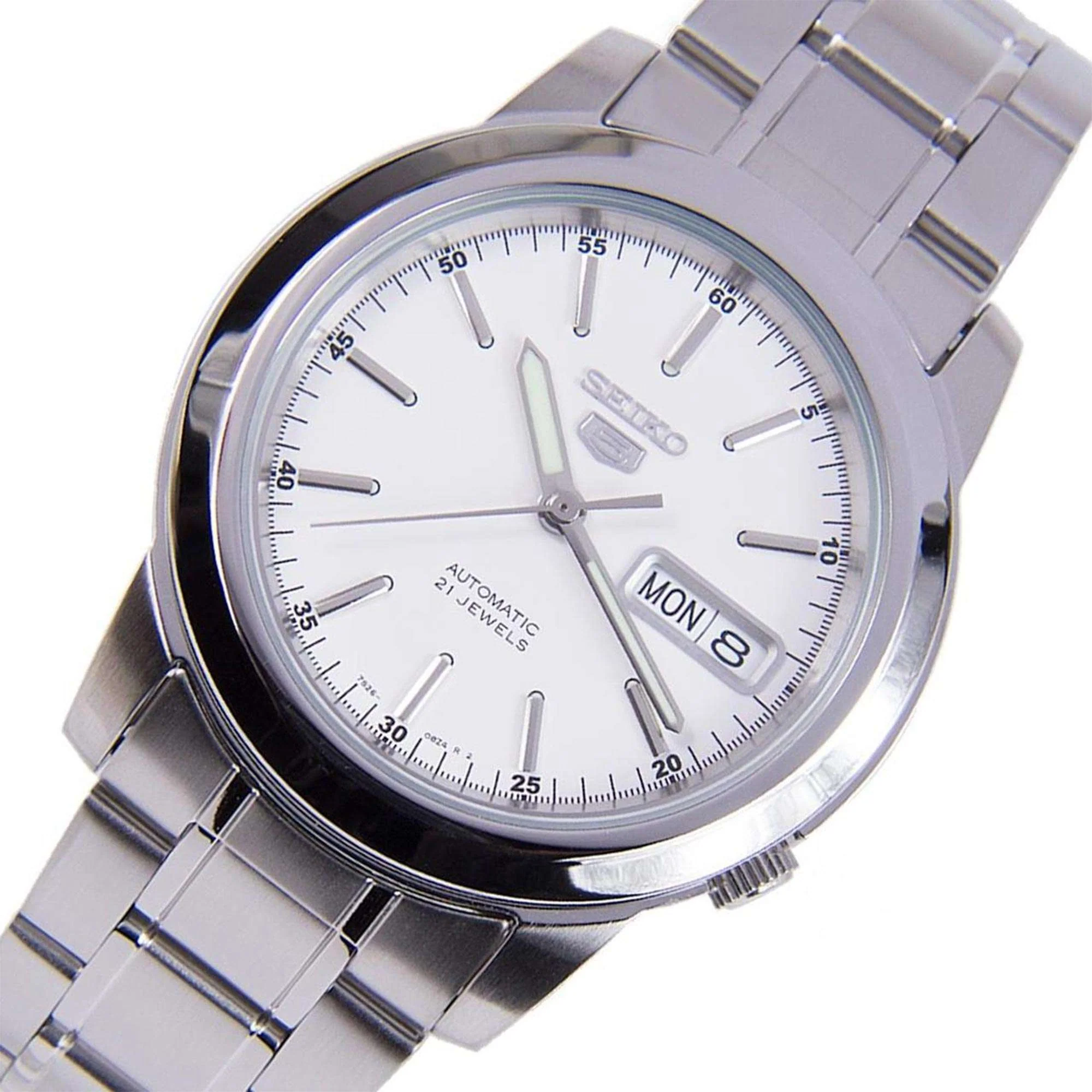 Seiko 5 Automatic White Dial Stainless Steel Men's Watch SNKE49K1 - Image 4
