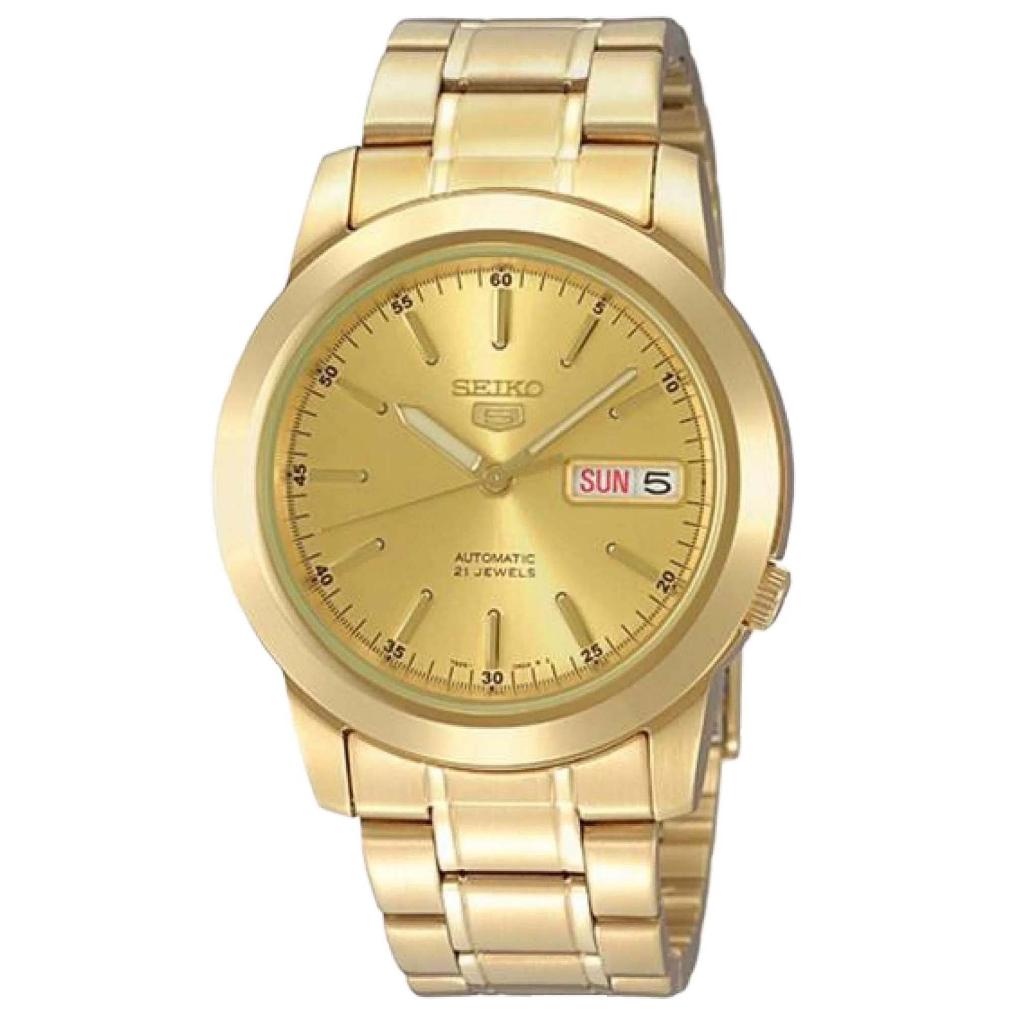 Seiko 5 Classic Automatic Gold Dial Gold Tone PVD Steel Men's Watch SNKE56K1