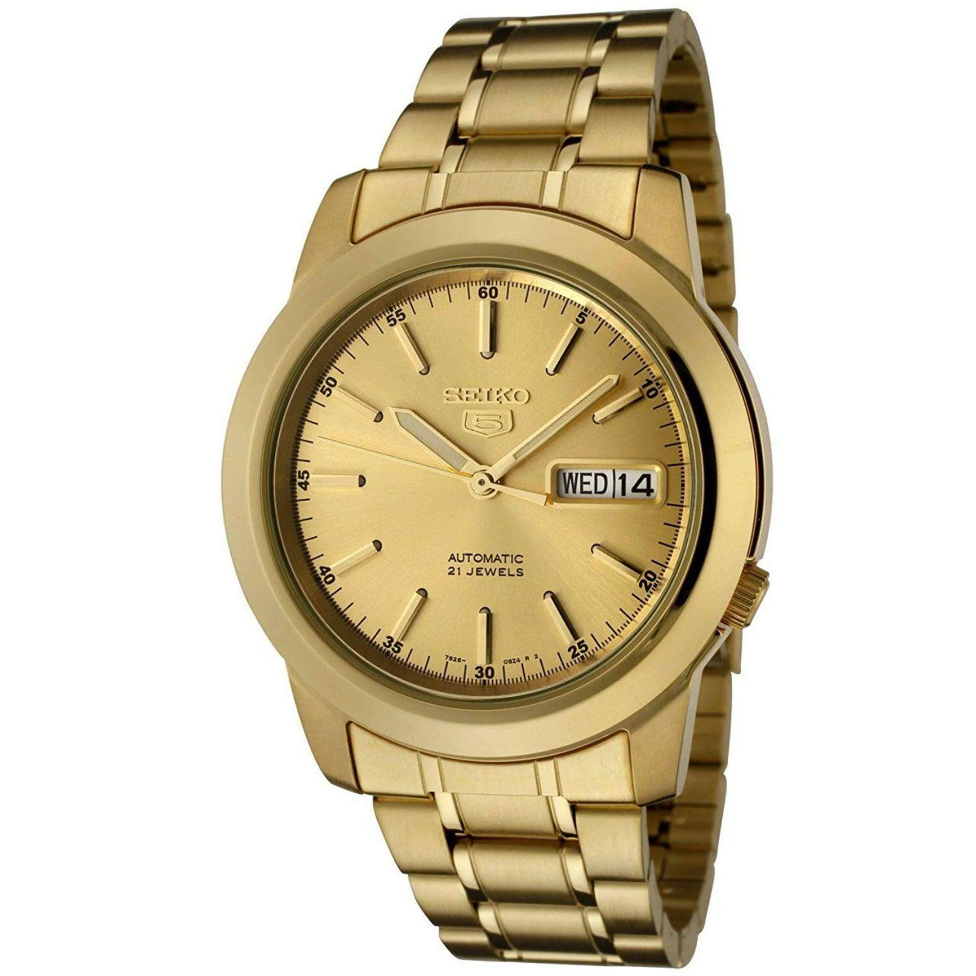 Seiko 5 Classic Automatic Gold Dial Gold Tone PVD Steel Men's Watch SNKE56K1 - Image 2