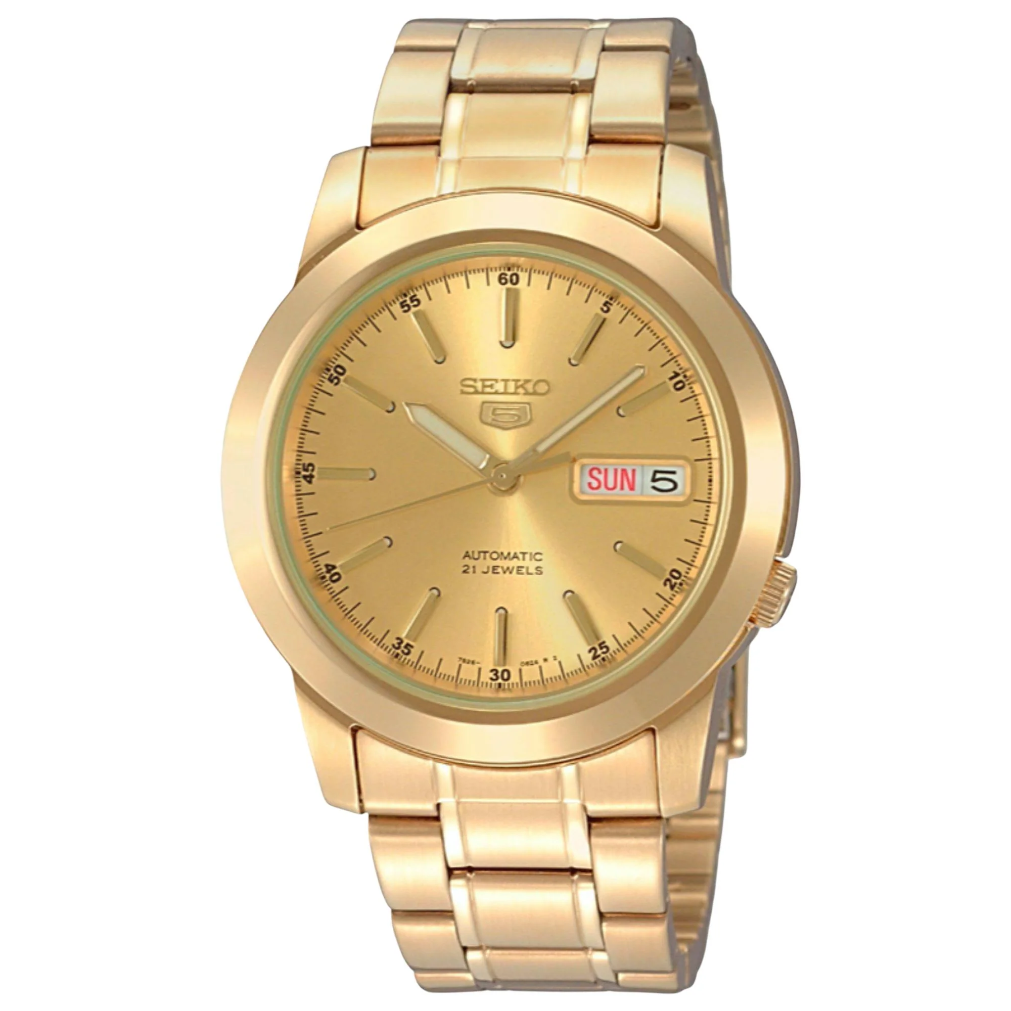 Seiko 5 Classic Automatic Gold Dial Gold Tone PVD Steel Men's Watch SNKE56K1 - Image 4