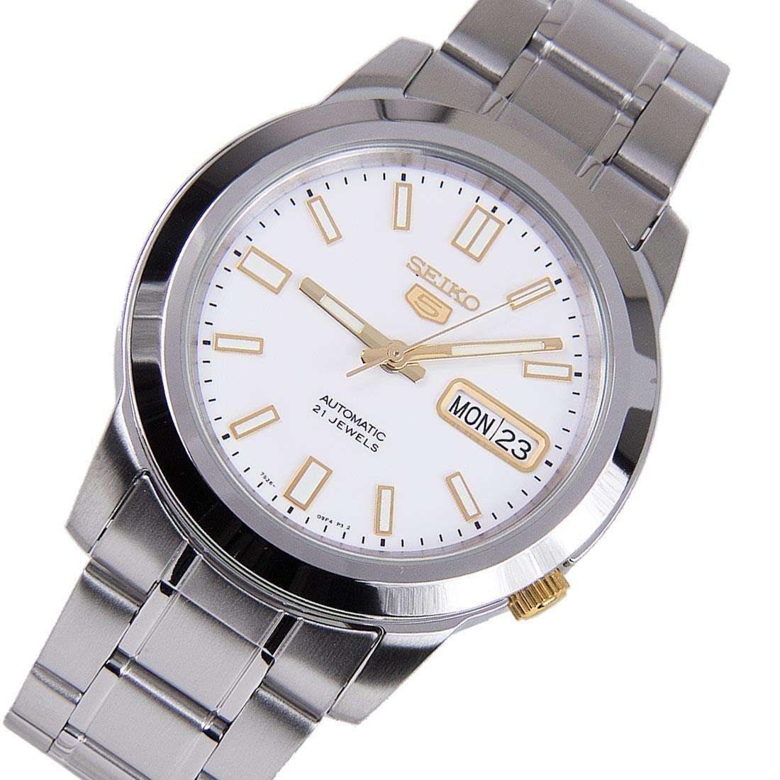 Seiko 5 Automatic White Dial Stainless Steel Strap Men's Watch SNKK07K1 - Image 5