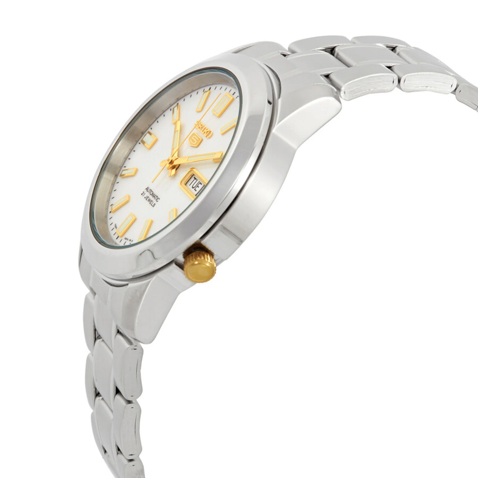 Seiko 5 Automatic White Dial Stainless Steel Strap Men's Watch SNKK07K1 - Image 6