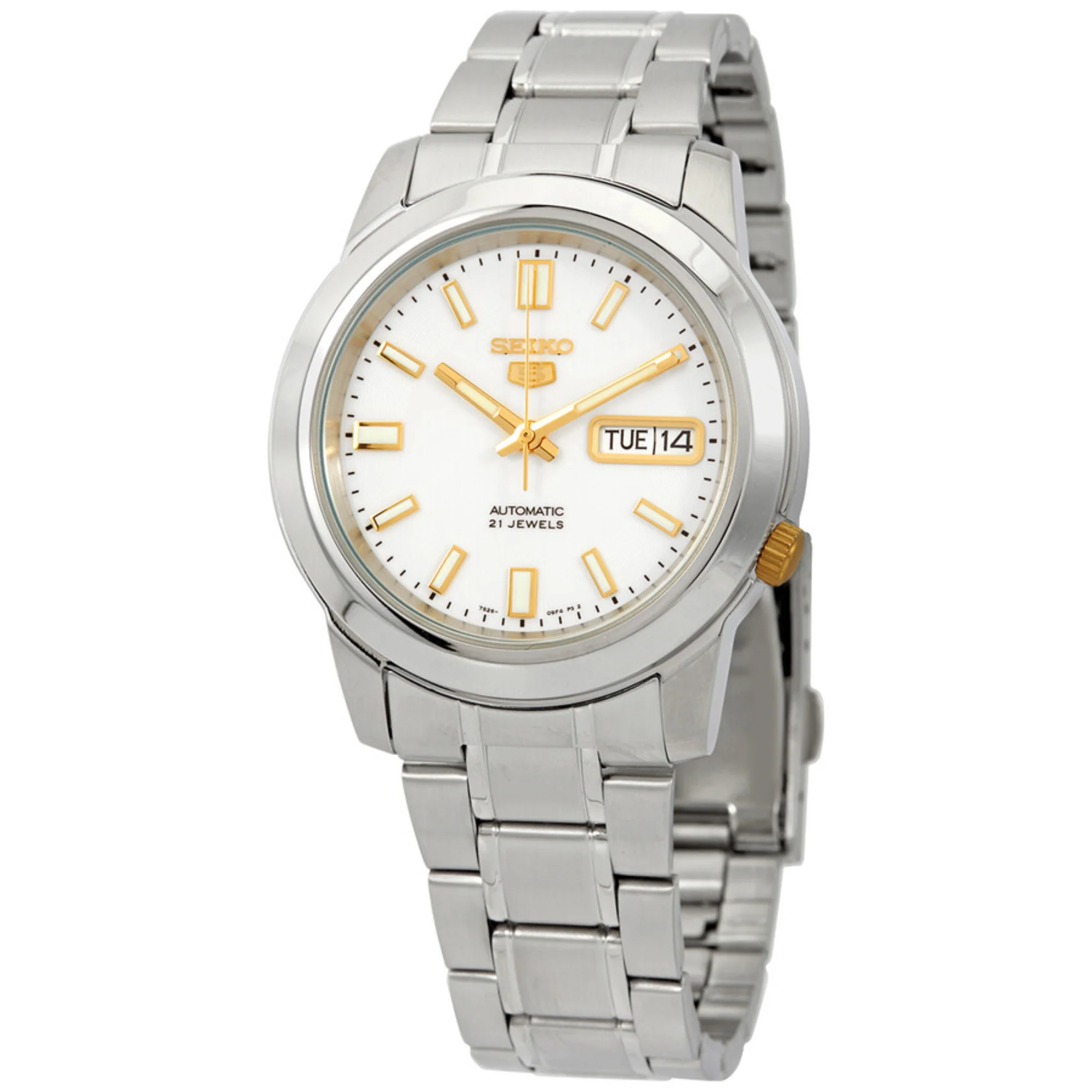 Seiko 5 Automatic White Dial Stainless Steel Strap Men's Watch SNKK07K1 - Image 8
