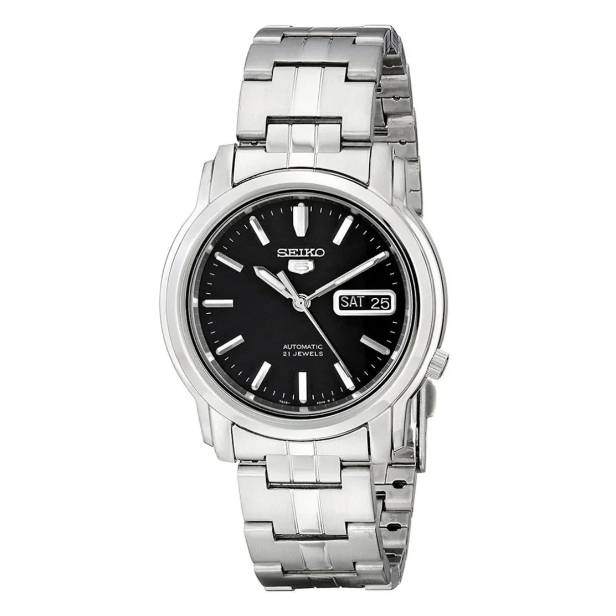 Seiko 5 Automatic Black Dial Steel Strap Men's Watch SNKK71K1