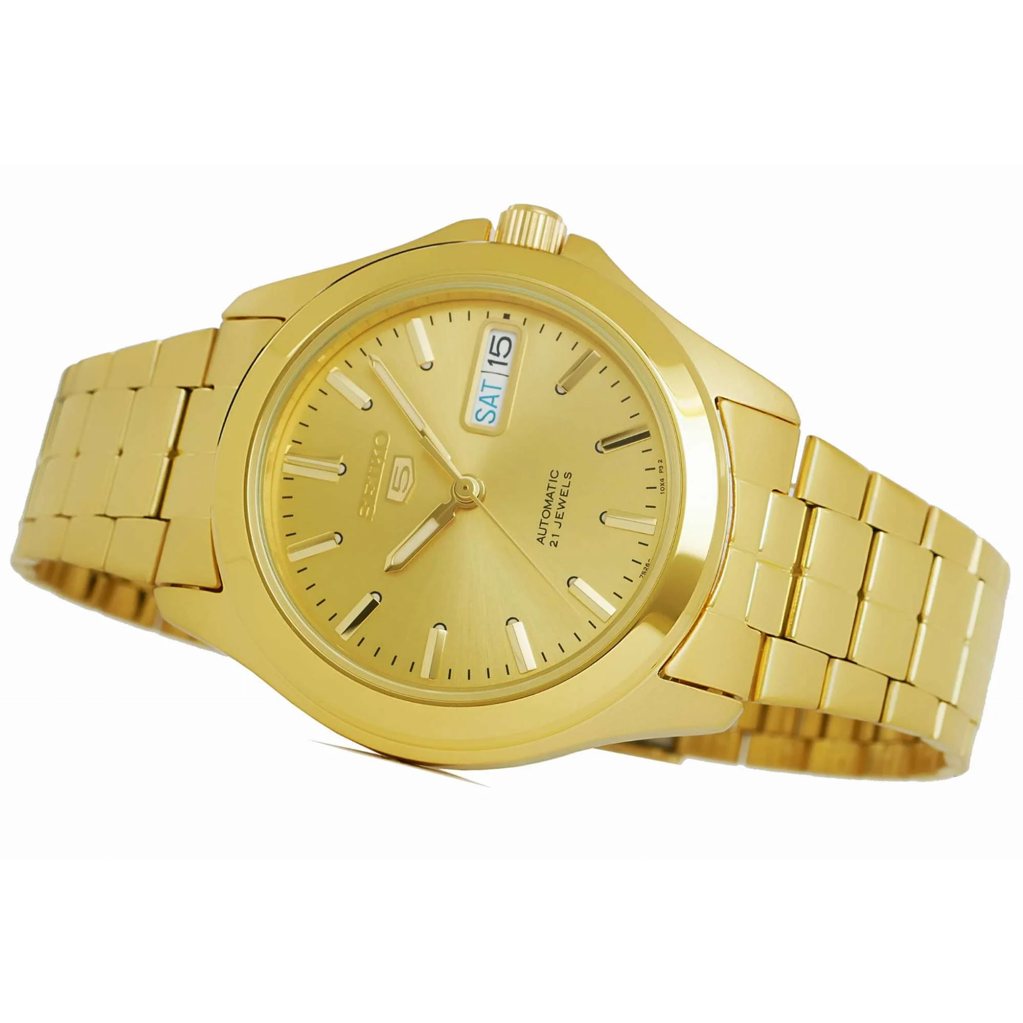 Seiko 5 Automatic Gold Dial Steel Strap Men's Watch SNKK98K1 - Image 2