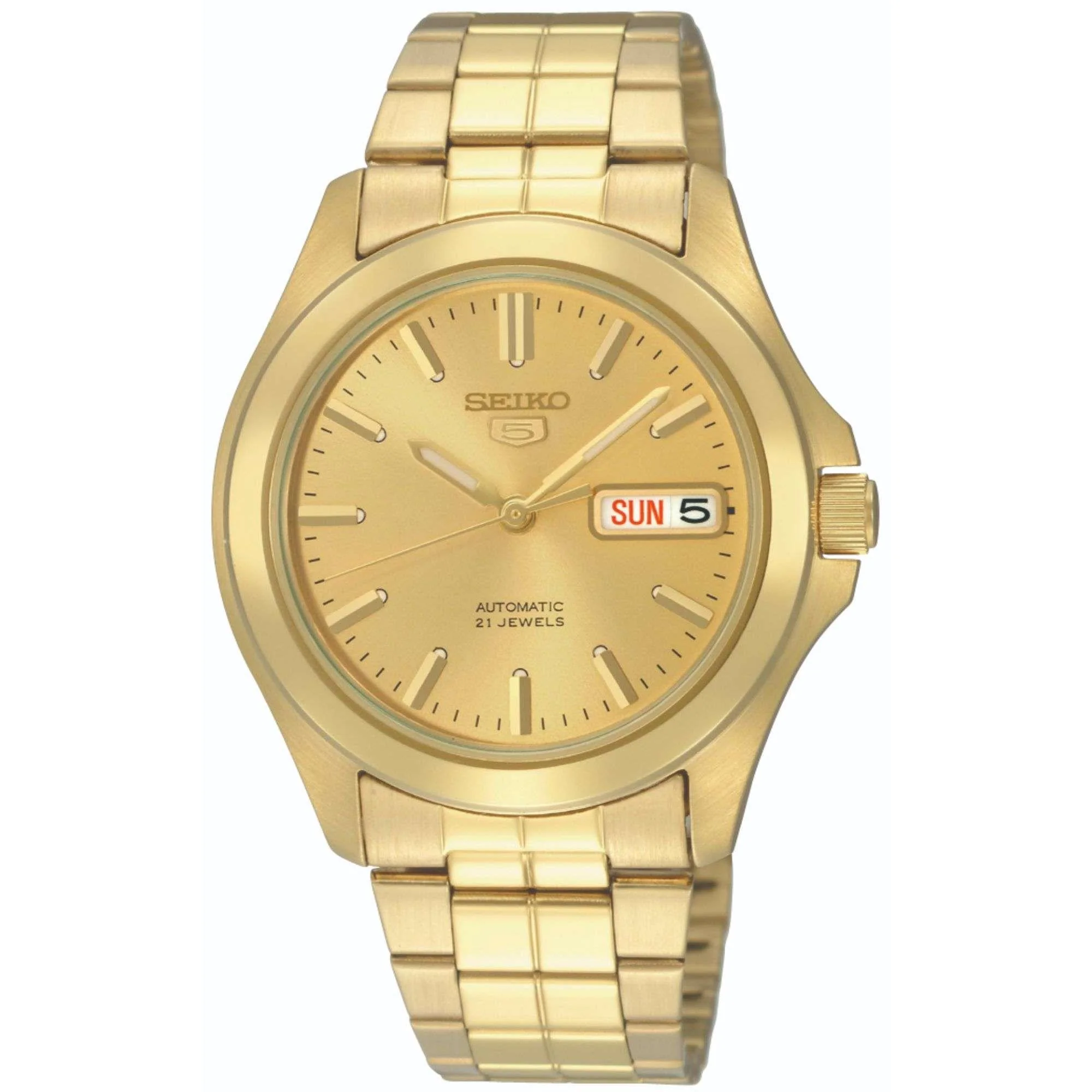 Seiko 5 Automatic Gold Dial Steel Strap Men's Watch SNKK98K1 - Image 3