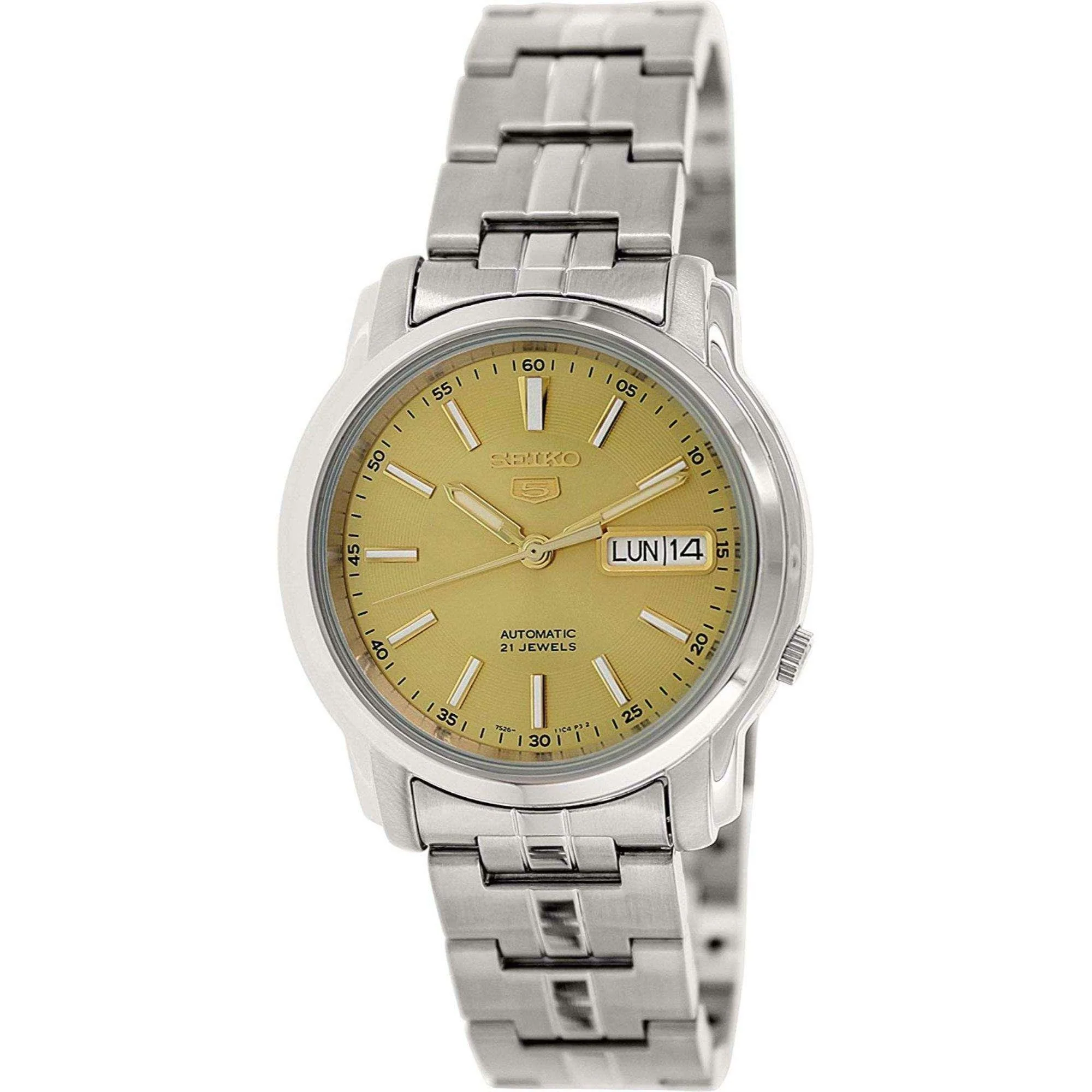 Seiko 5 Automatic Gold Dial Stainless Steel Bracelet Men's Watch SNKL81K1 - Image 5