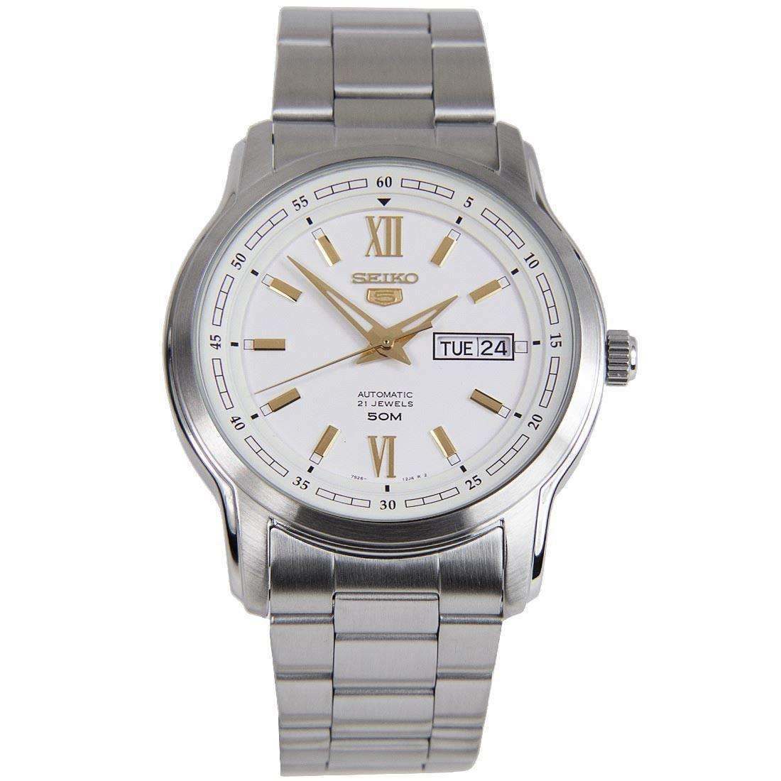 Seiko 5 Automatic White Dial Silver Stainless Steel Men's Watch SNKP15K1 - Image 3