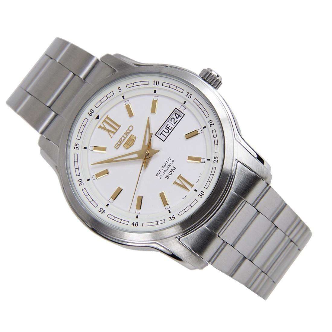 Seiko 5 Automatic White Dial Silver Stainless Steel Men's Watch SNKP15K1 - Image 5