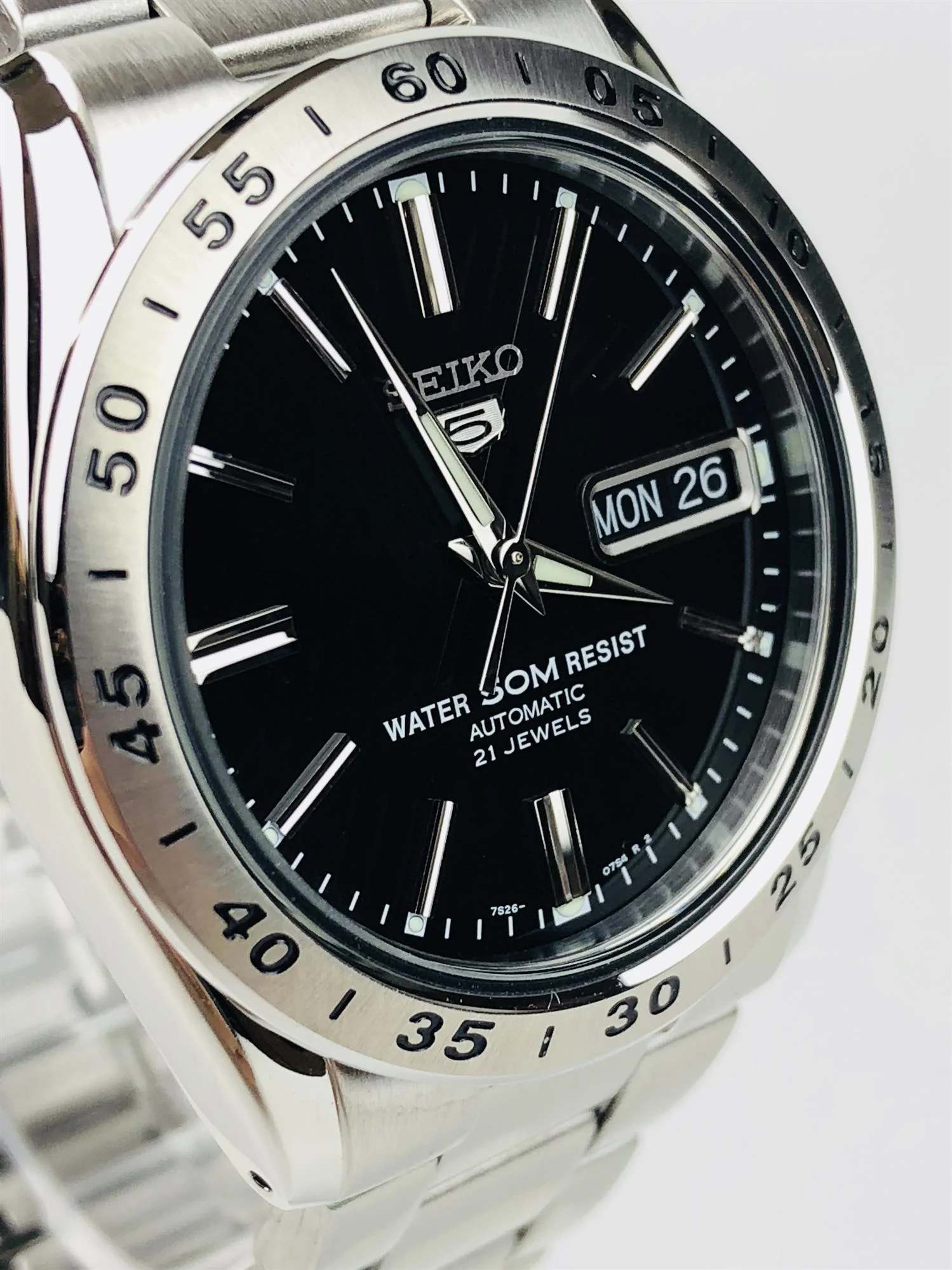 Seiko 5 Automatic Black Dial Stainless Steel Men's Watch SNKE01K1 - Image 10