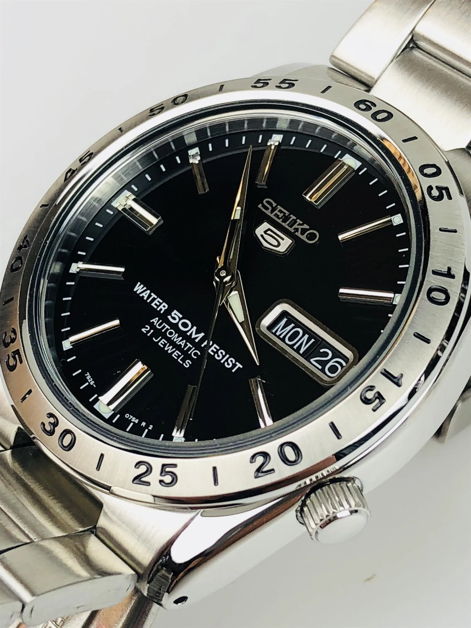 Seiko 5 Automatic Black Dial Stainless Steel Men's Watch SNKE01K1 - Image 12
