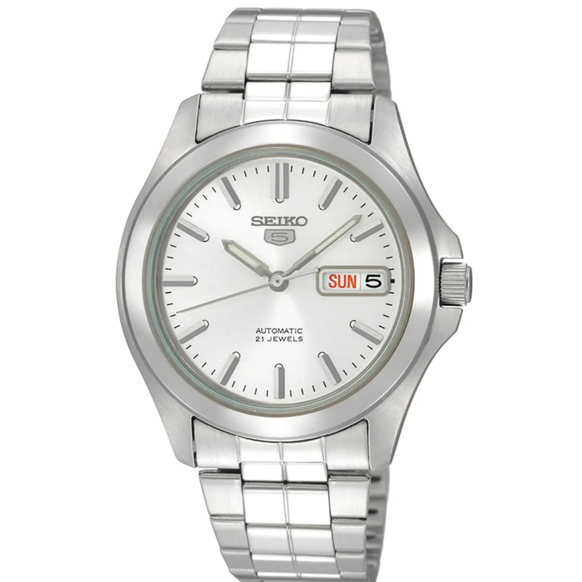 Seiko 5 Automatic White Dial Steel Strap Men's Watch SNKK87K1