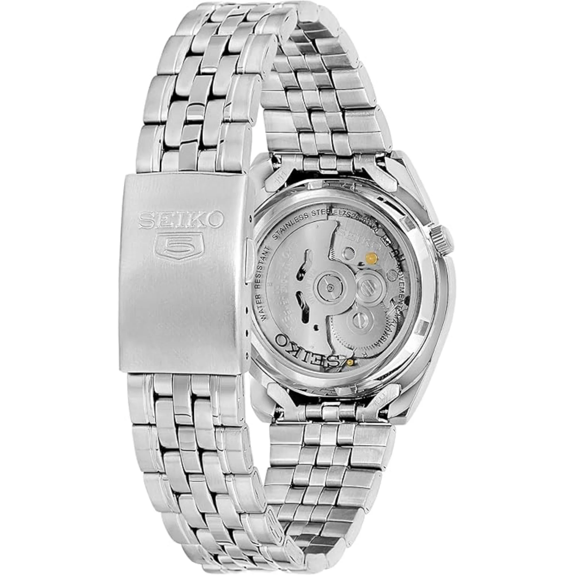 Seiko 5 Automatic Black Dial Steel Strap Men's Watch SNK375K1 - Image 6