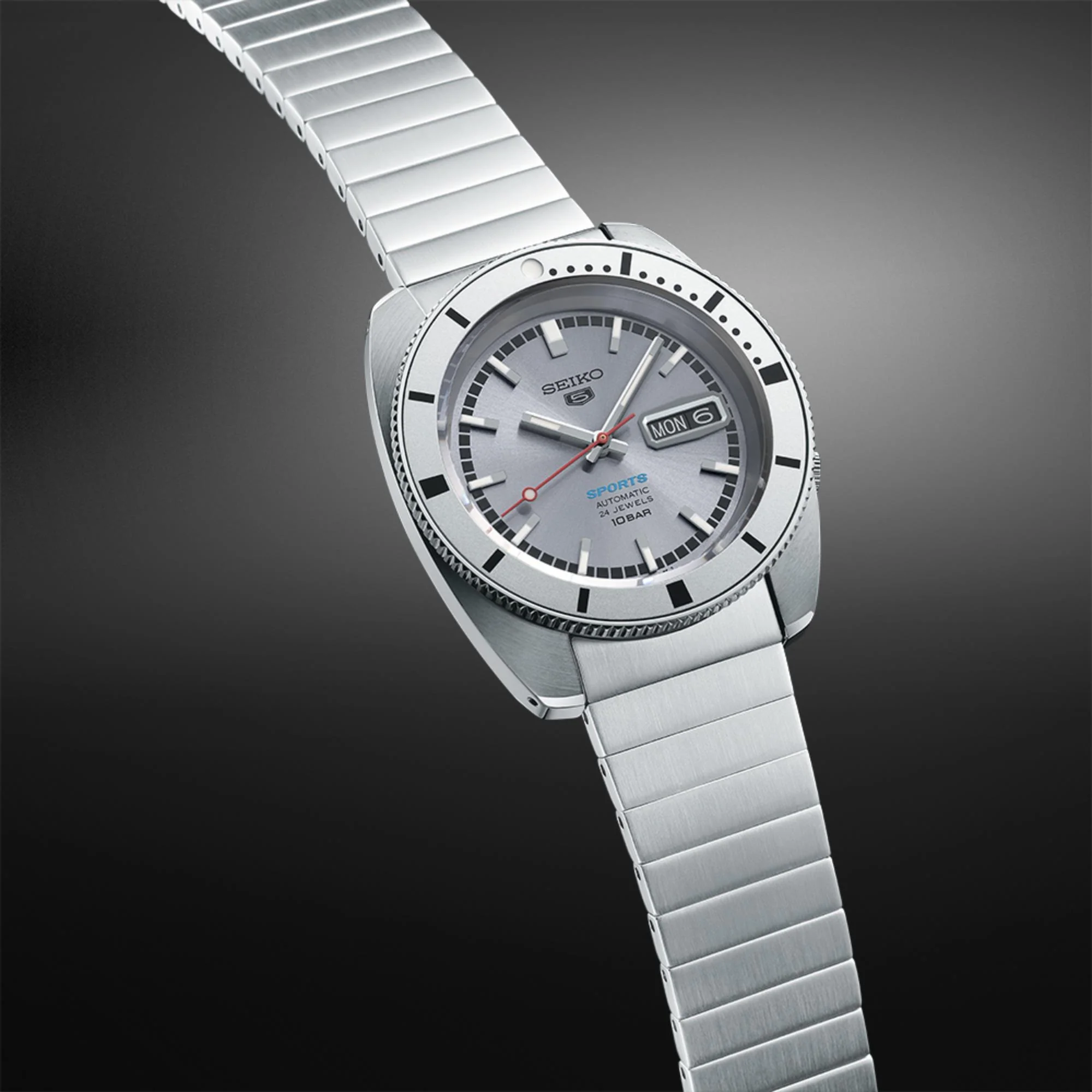 Seiko 5 Sports 'Ash Blue' 1968 Recreation Limited Edition Silver Dial Men's Watch SPRL03K1 - Image 10