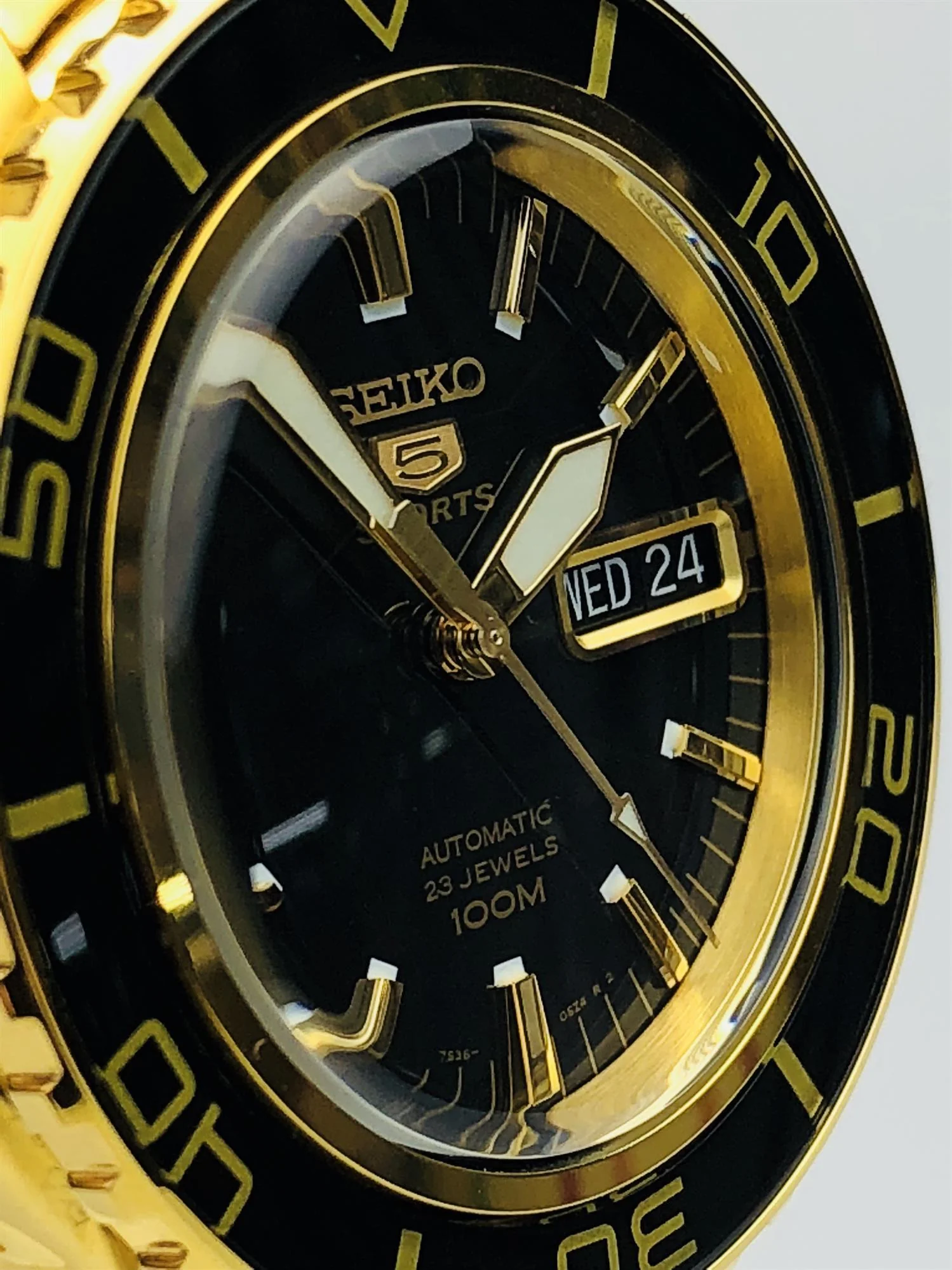 Seiko 5 Sports Automatic Black Dial Gold Stainless Steel Men's Watch SNZH60K1 - Image 61
