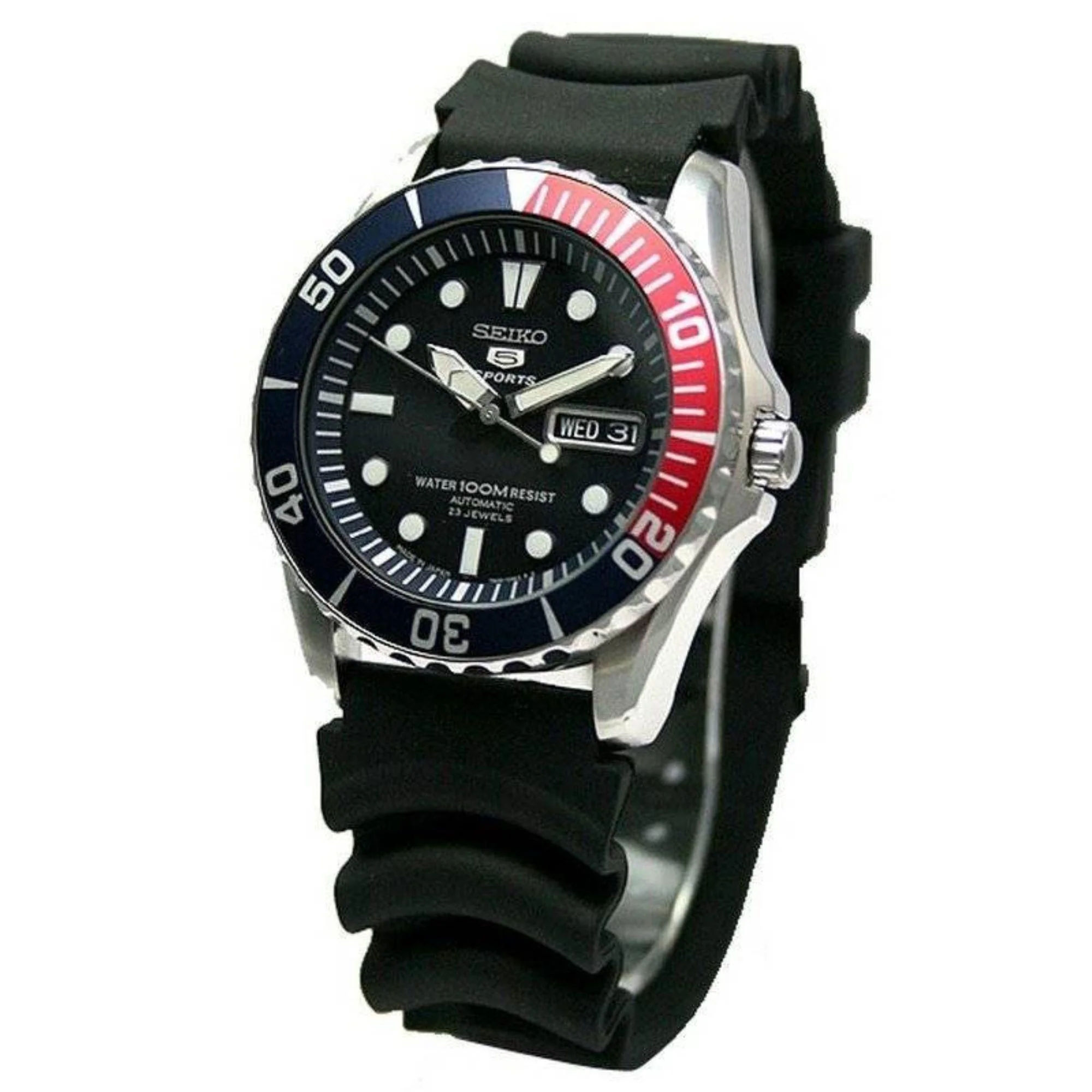 Seiko 5 Sports Automatic Blue Dial Black Rubber Strap Menās Watch SNZF15K2 - Image 6