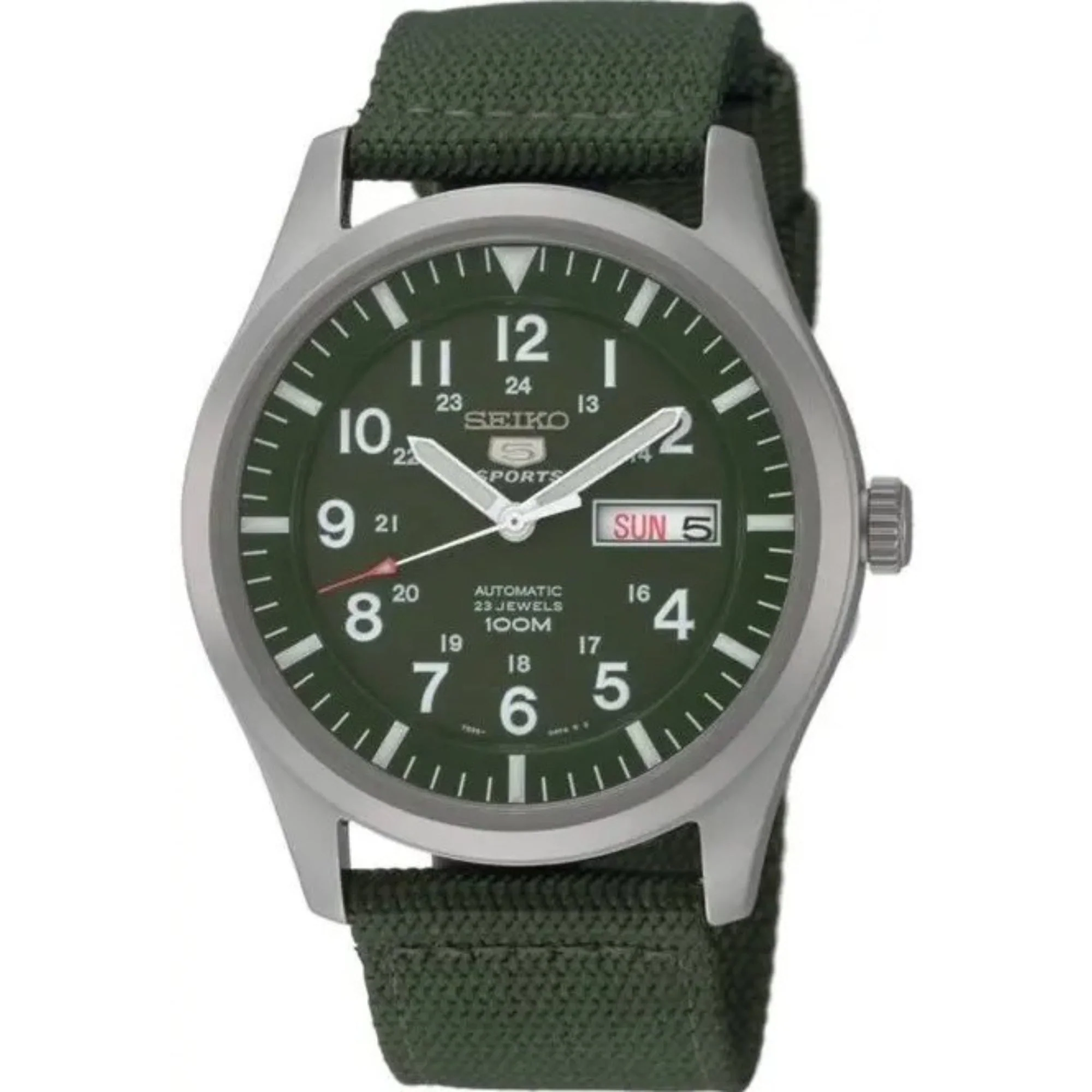 Seiko 5 Sports Automatic Green Dial Green NATO Style Strap Men's Watch SNZG09K1 - Image 7