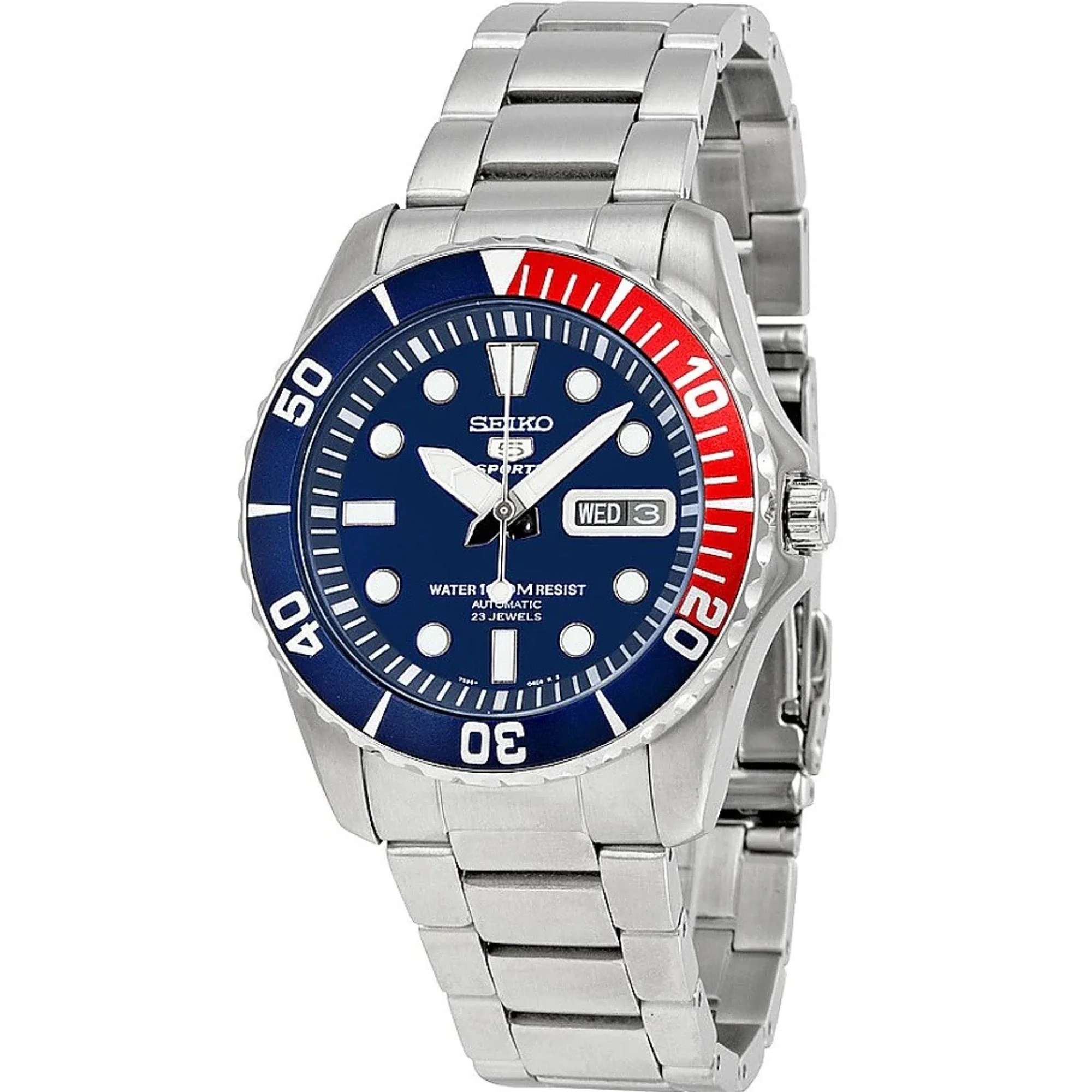 Seiko 5 Sports Automatic Sea Urchin Pepsi Dial Men's Watch SNZF15K1 - Image 6