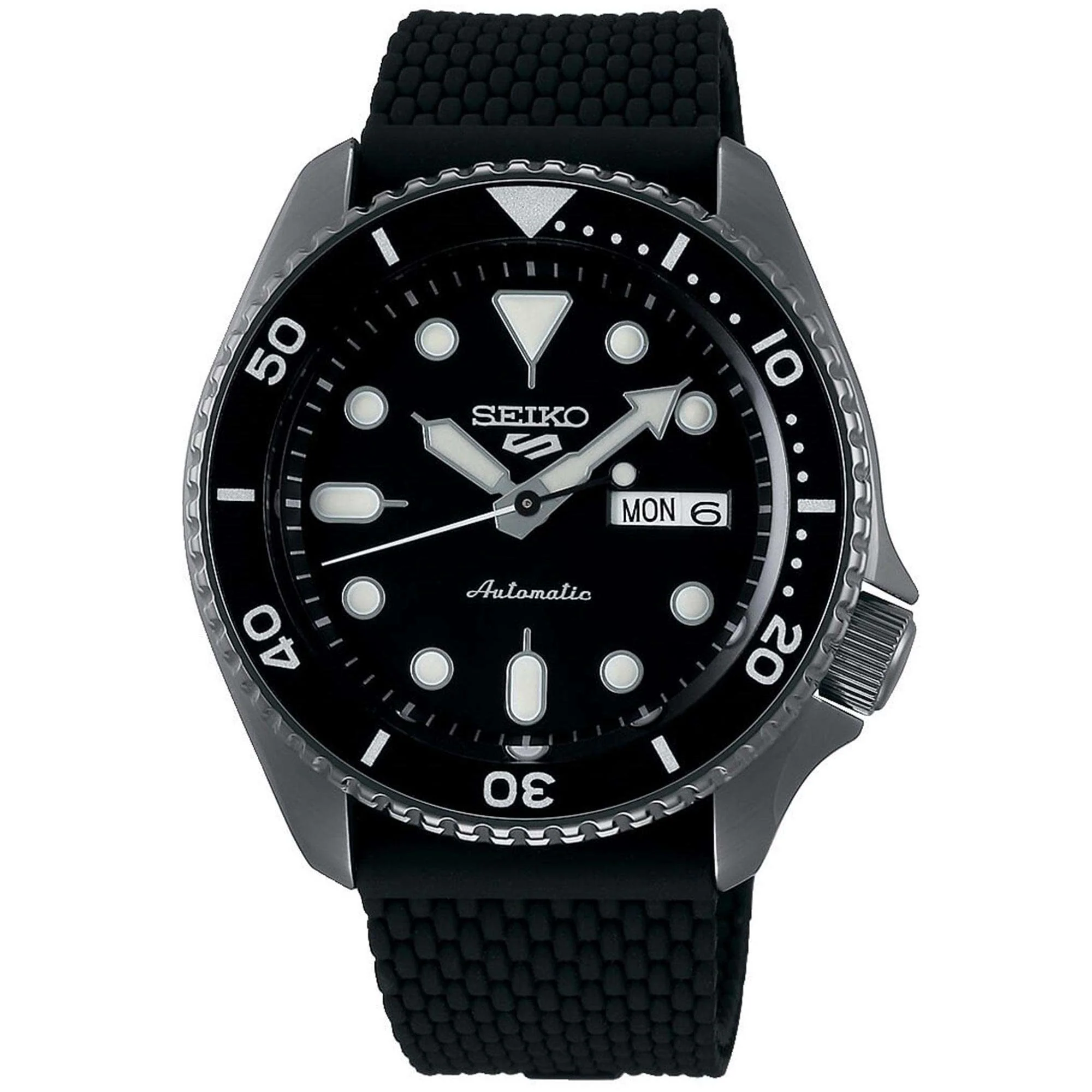 Seiko 5 Sports Black Dial Silicone Strap Automatic Men's Watch SRPD65K2 - Image 3
