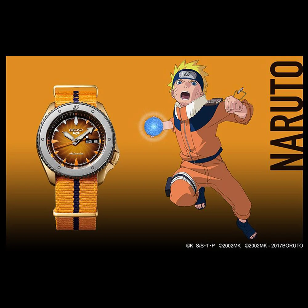 Seiko 5 Sports Naruto & Boruto Automatic Orange Dial Nylon Strap Men's Watch SRPF70K1 - Image 2