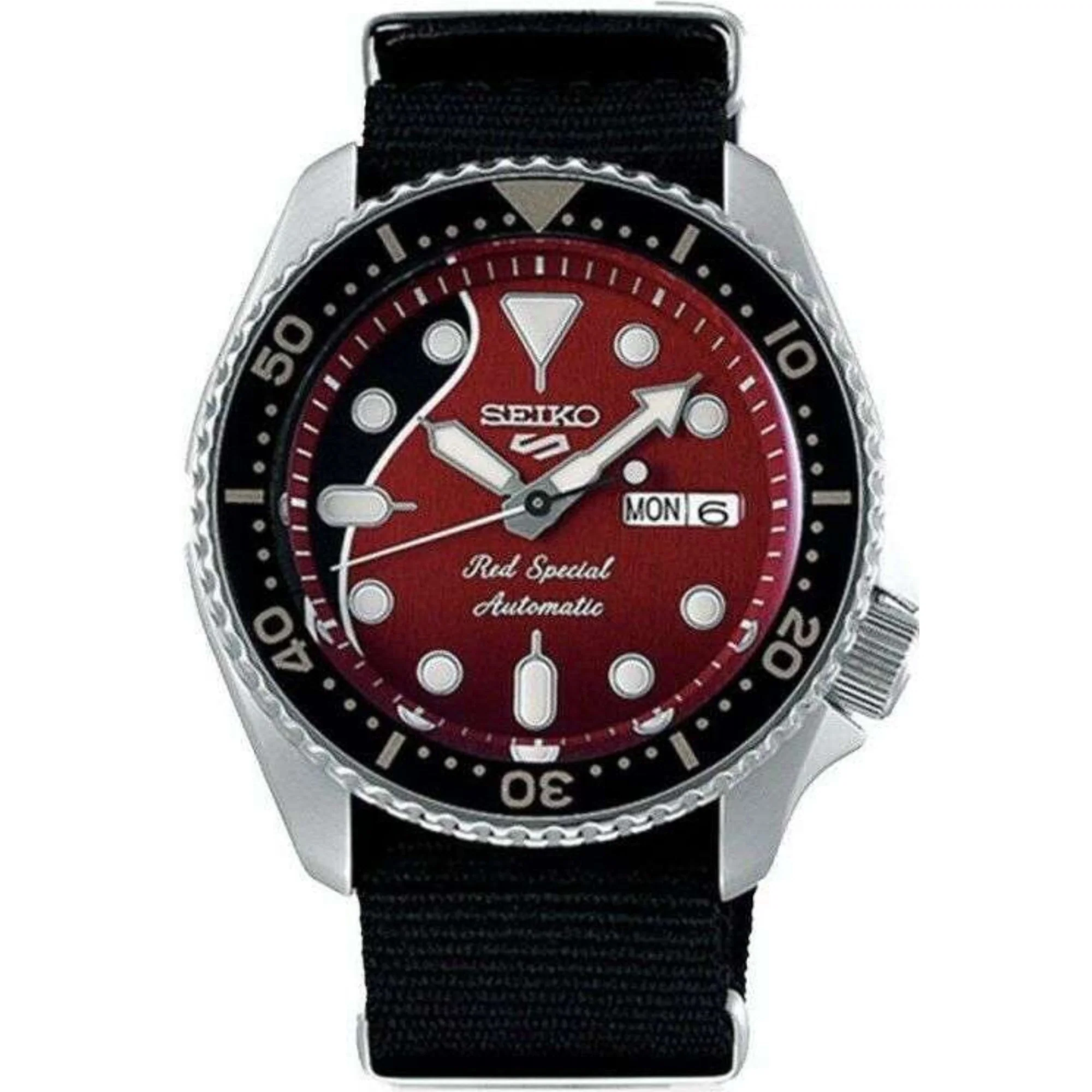 Seiko 5 Sports Brian May x Limited Edition "Red Special" Automatic Guitar Dial Black Nylon Military Strap Men's Watch SRPE83K1 - Image 5