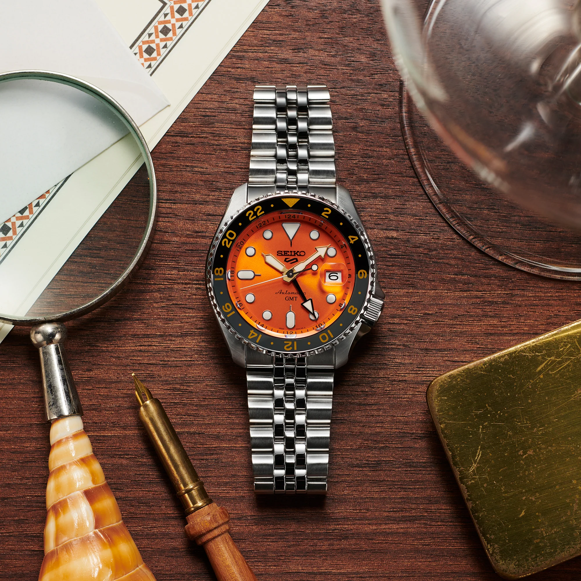 Seiko 5 Sports GMT WatchNation Exclusive 'Mikan Orange Dial SKX Re-Interpretation Men's Watch SSK005K1 - Image 3