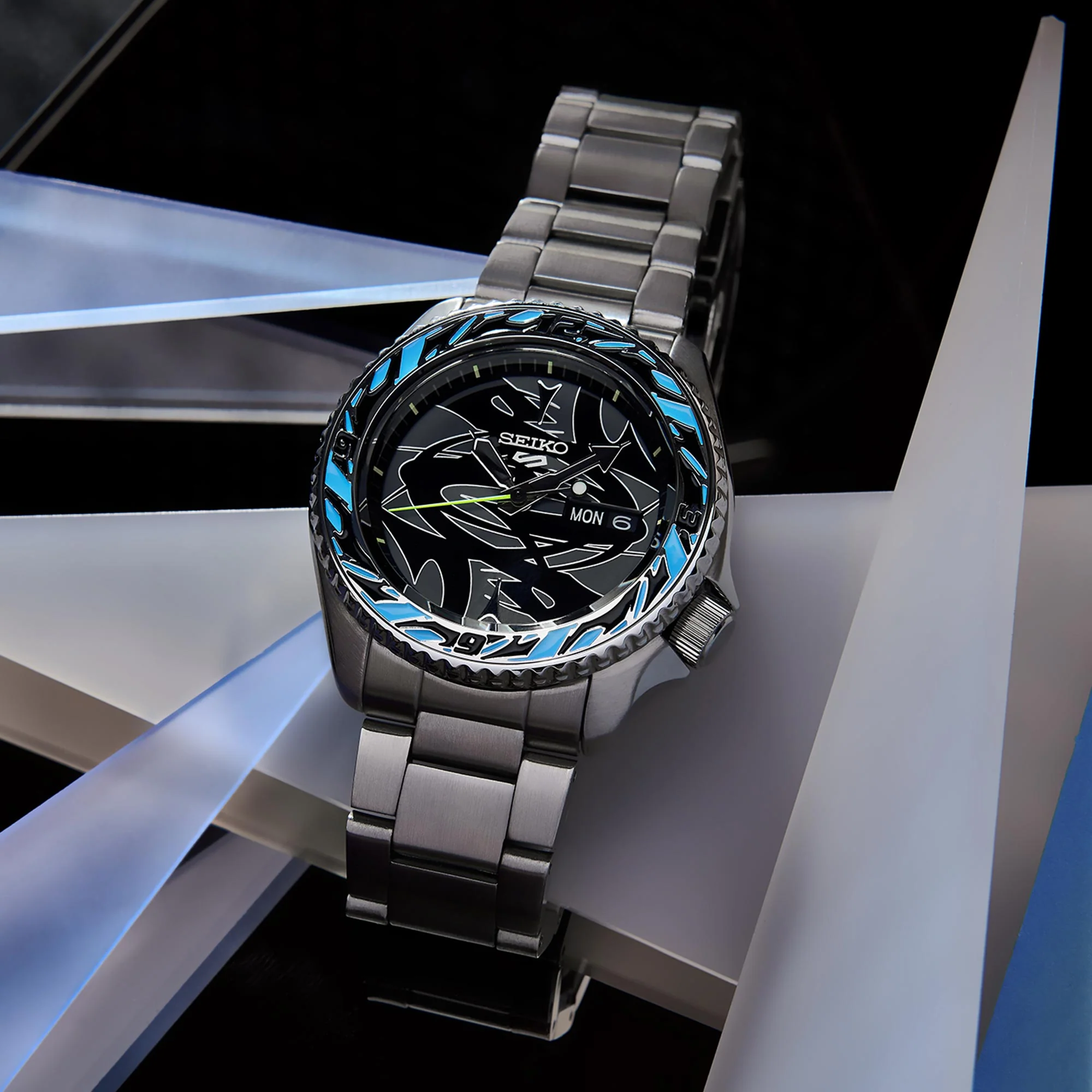 Seiko 5 Sports GucciMaze Limited Edition Automatic Black Dial Silver Stainless Steel Bracelet Men's Watch SRPG65K1 - Image 12
