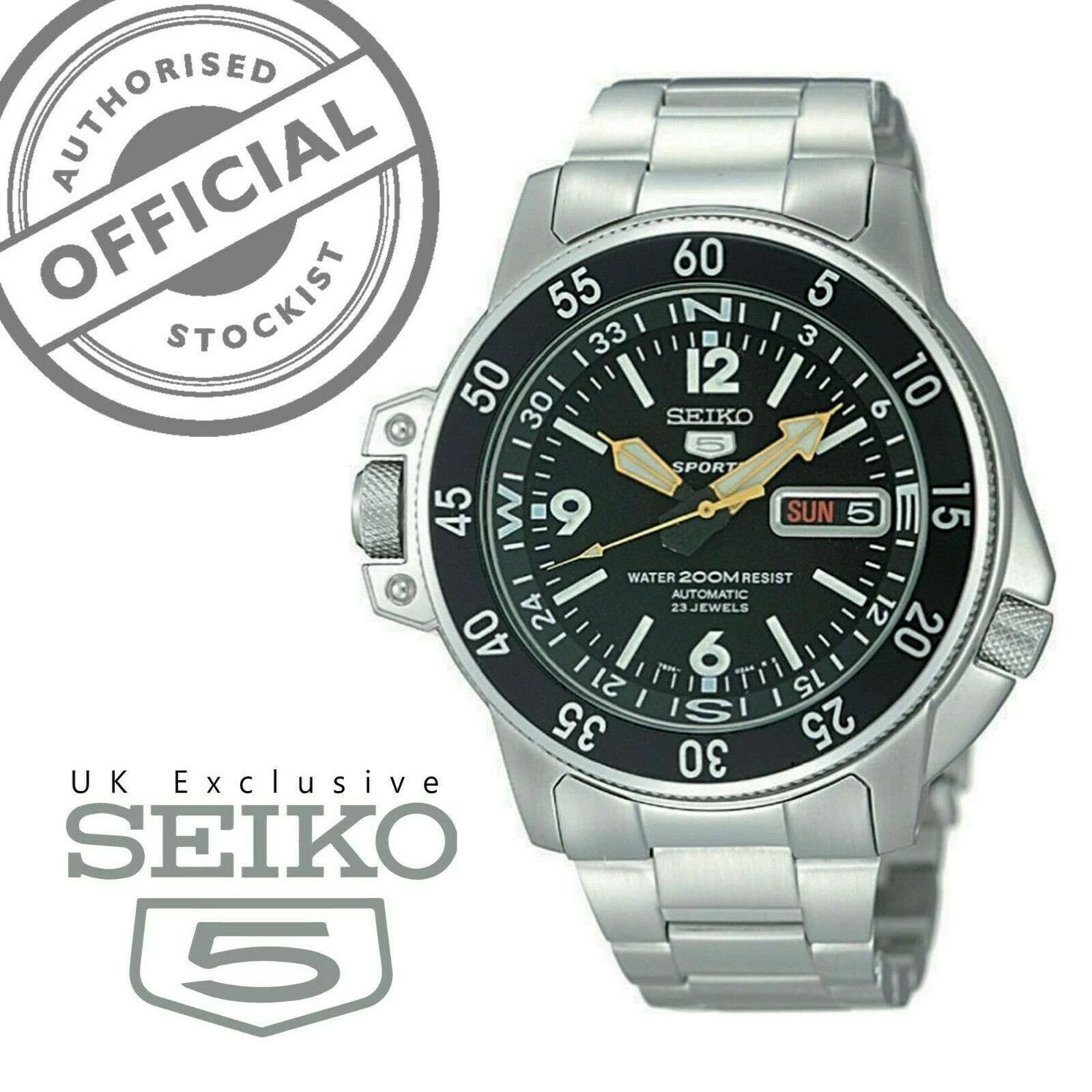 Seiko 5 Sports Land Shark Atlas Automatic Black Dial Steel Men's Watch SKZ211K1 - Image 18