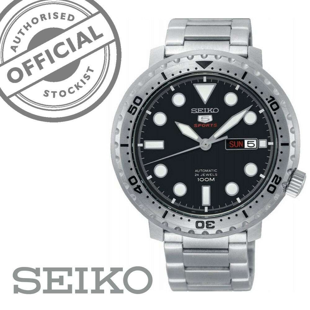 Seiko 5 Sports Bottle Cap Silver Stainless Steel Black Dial Automatic Men's Watch SRPC61K1 - Image 16