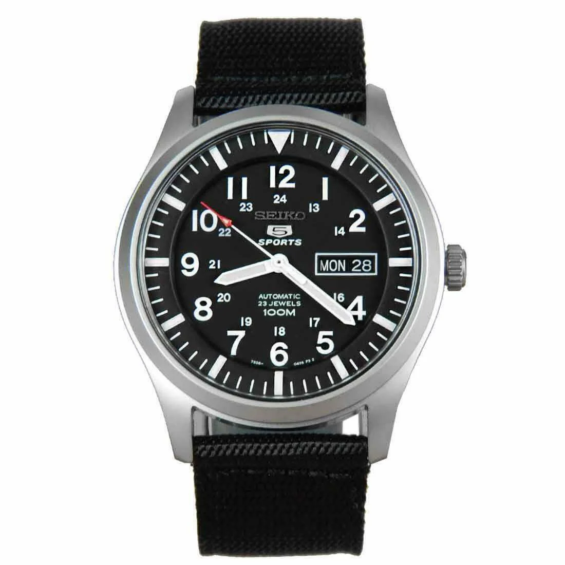 Seiko 5 Sports Military Automatic Black Dial NATO Canvas Strap Men's Watch SNZG15K1 - Image 7