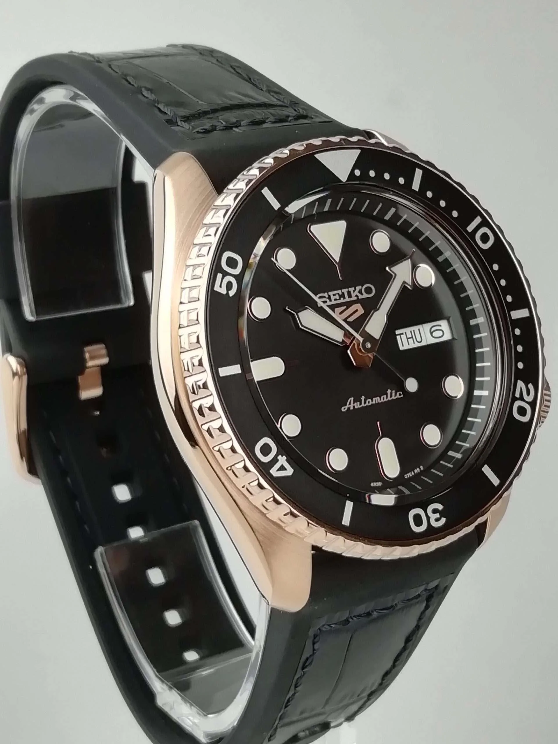 Seiko 5 Sports Automatic Black Dial Black Silicone Strap Men's Watch SRPD76K1 - Image 16