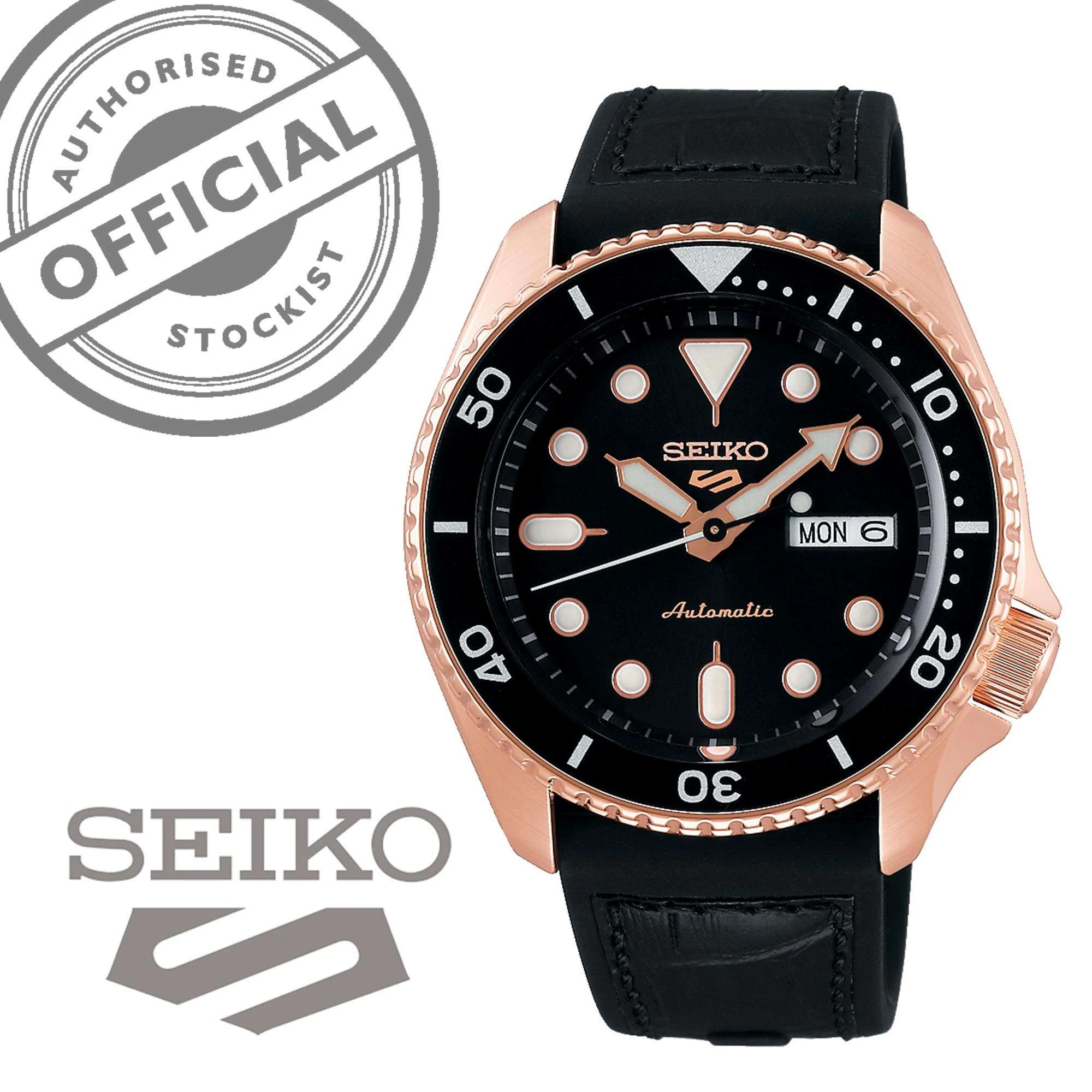 Seiko 5 Sports Automatic Black Dial Black Silicone Strap Men's Watch SRPD76K1 - Image 7