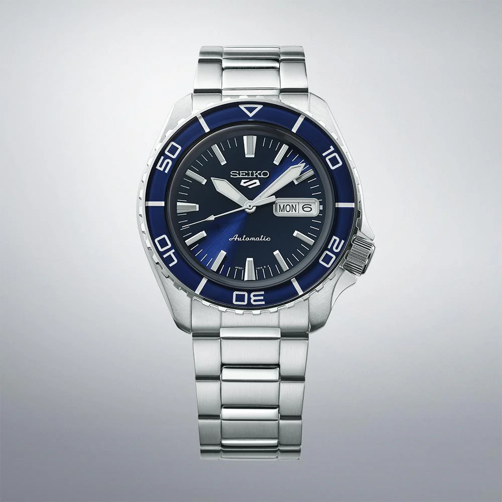 Seiko 5 Sports SKX Bluetone Redux Automatic Blue Dial Stainless Steel Bracelet Men's Watch SRPK97K1 - Image 9