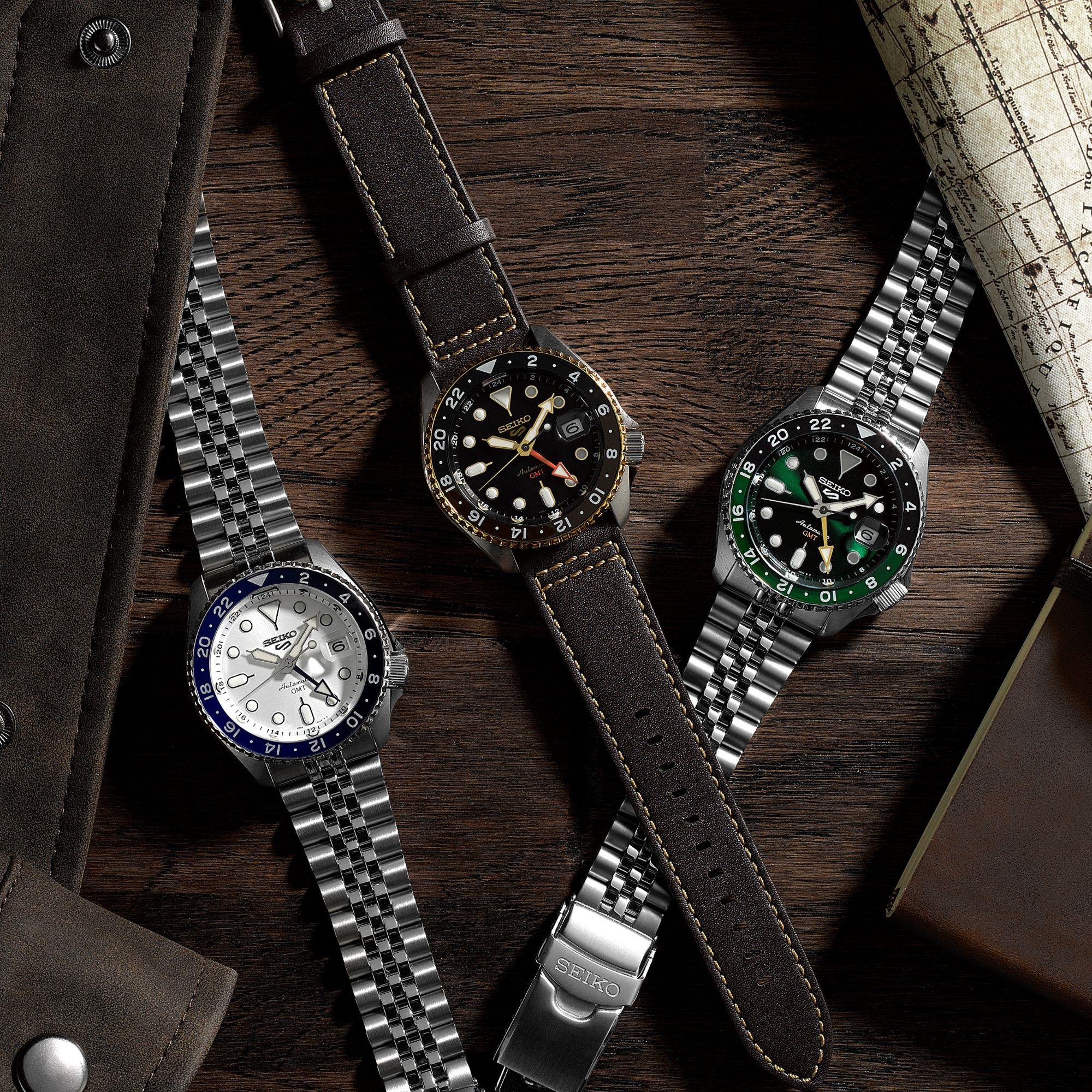Seiko 5 Sports SKX GMT Mocha Automatic Black Dial Brown Leather Strap Menās Watch SSK036K1 - Image 18