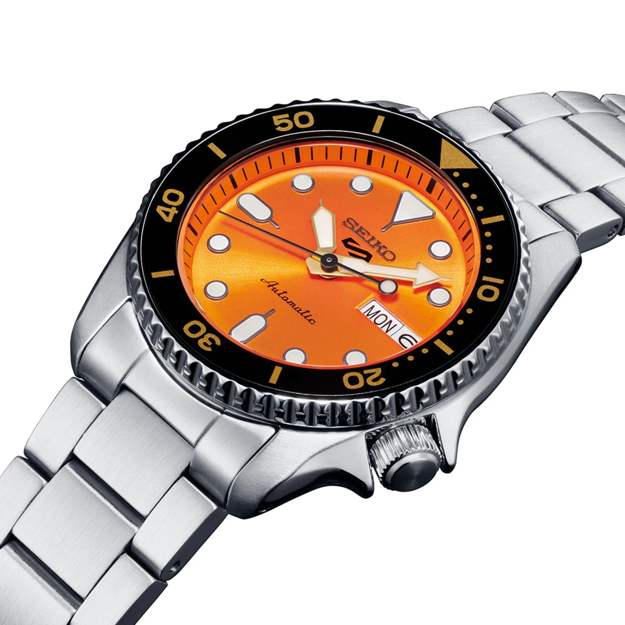 Seiko 5 Sports SKX "Midi" Reissue Orange Dial Steel Bracelet Watch SRPK35K1 - Image 8
