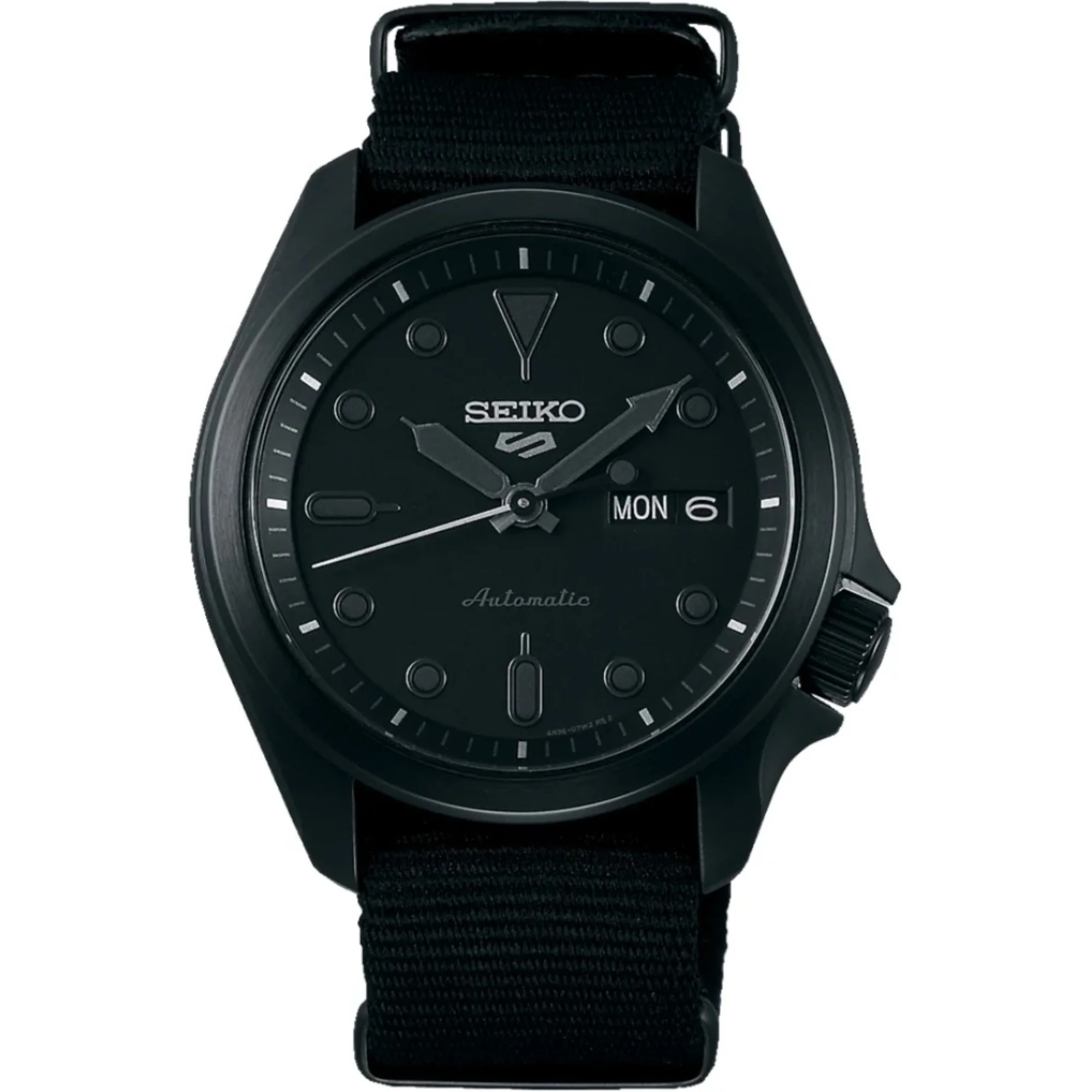 Seiko 5 Sports Solid Boy Automatic Midnight Black Dial Nylon Strap Men's Watch SRPE69K1