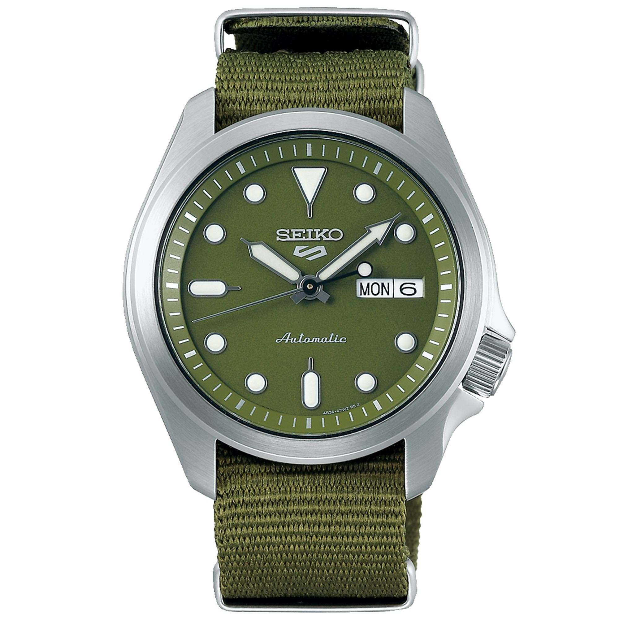 Seiko 5 Sports Green Dial Green Nylon Strap Men's Watch SRPE65K1 - Image 2