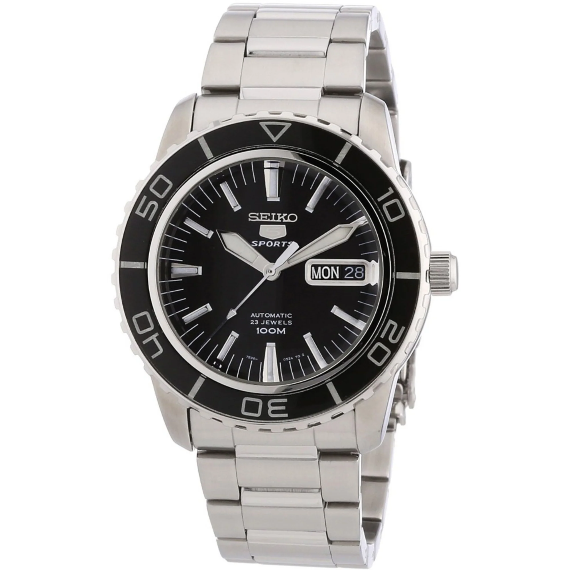 Seiko 5 Sports Automatic Black Dial Stainless Steel Bracelet Men's Watch SNZH55K1