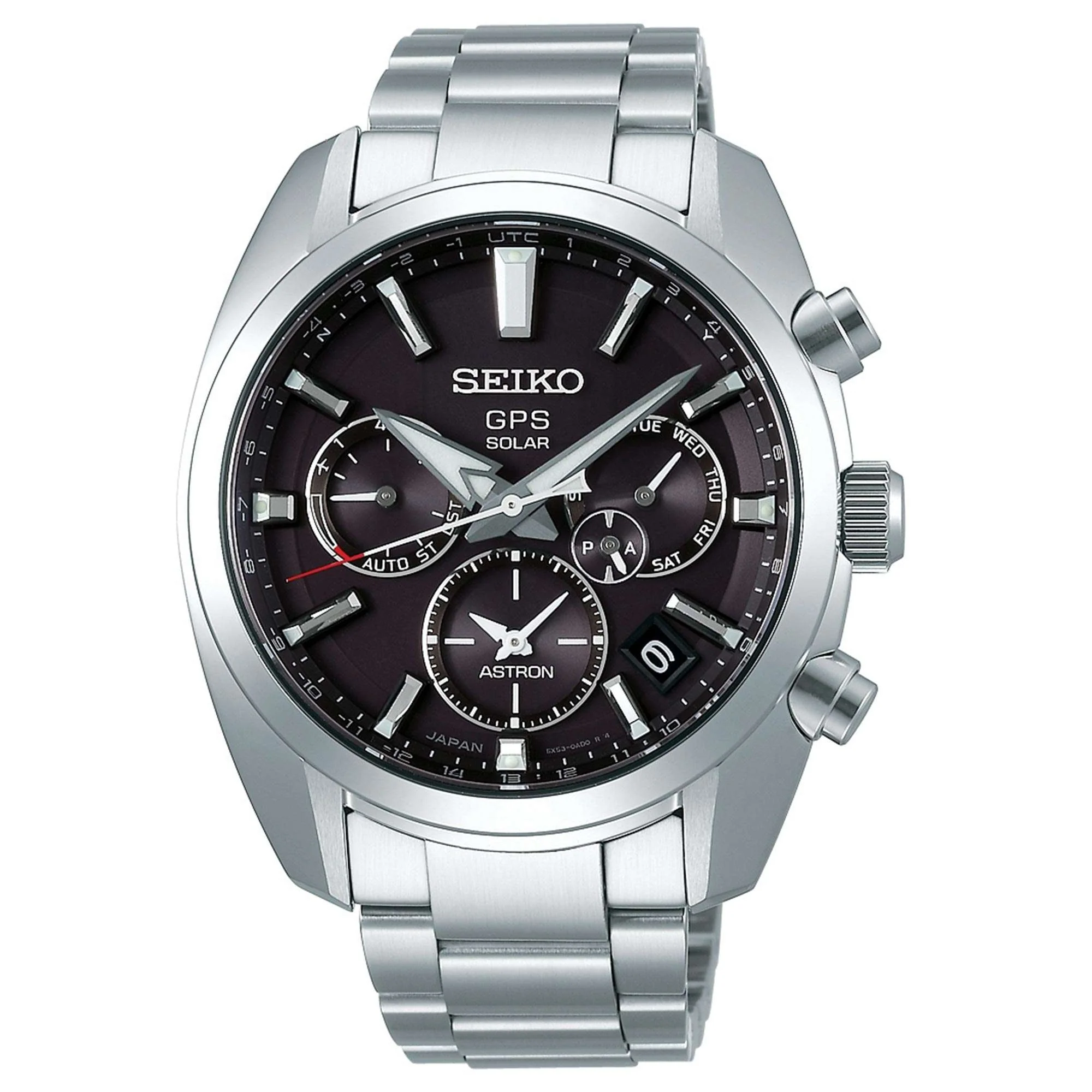 Seiko Astron Quartz Black Dial Stainless Steel Bracelet GPS Solar Satellite Men's Watch SSH021J1