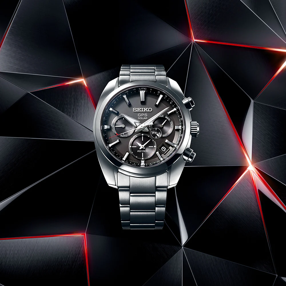 Seiko Astron Quartz Black Dial Stainless Steel Bracelet GPS Solar Satellite Men's Watch SSH021J1 - Image 2