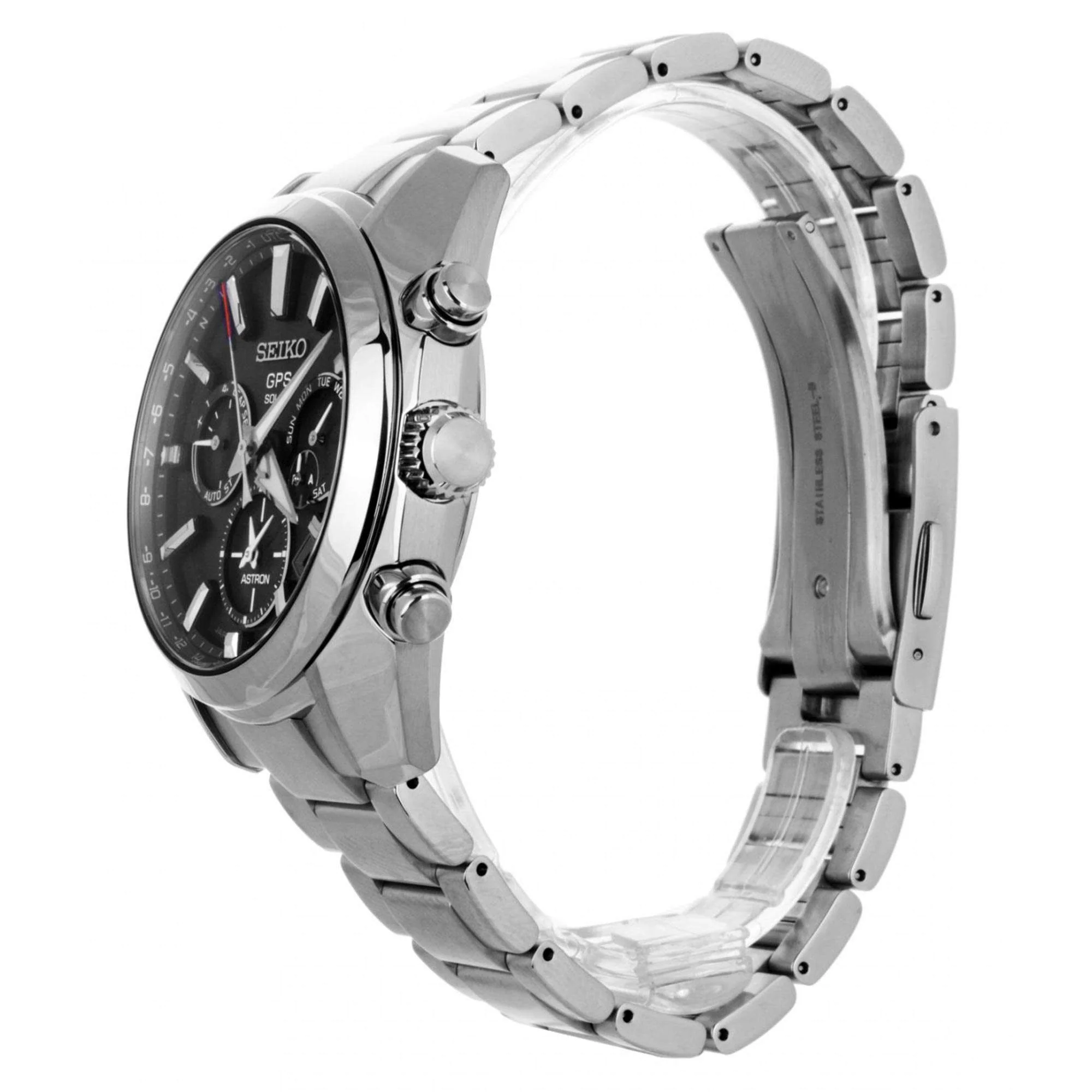Seiko Astron Quartz Black Dial Stainless Steel Bracelet GPS Solar Satellite Men's Watch SSH021J1 - Image 4