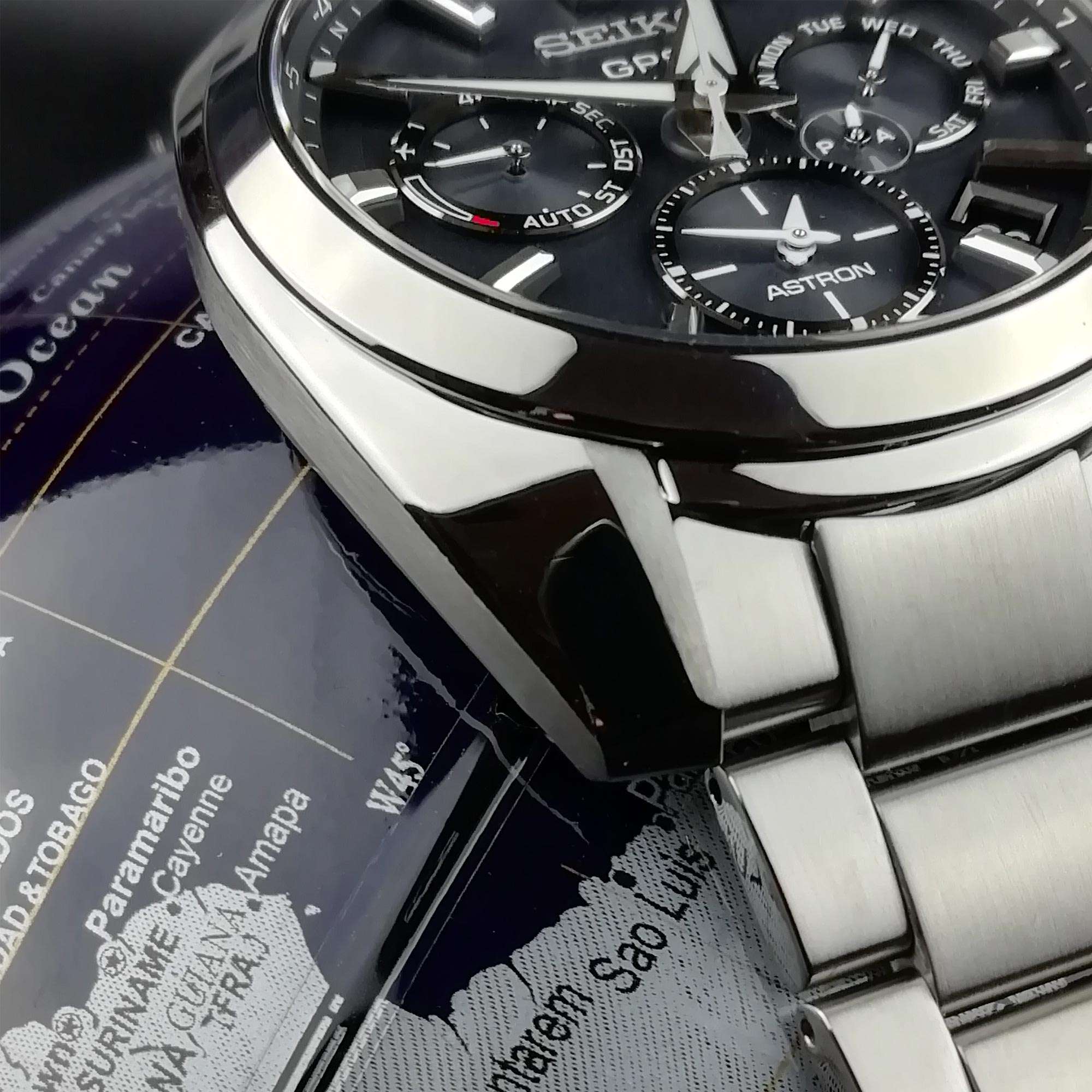 Seiko Astron Quartz Black Dial Stainless Steel Bracelet GPS Solar Satellite Men's Watch SSH021J1 - Image 7