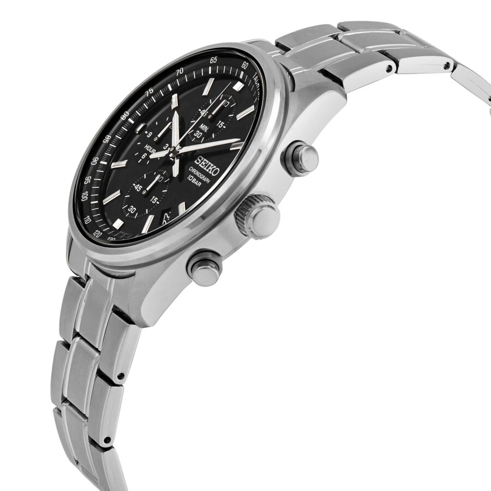 Seiko Conceptual Quartz Chronograph Black Dial Steel Strap Men's Watch SSB379P1 - Image 4