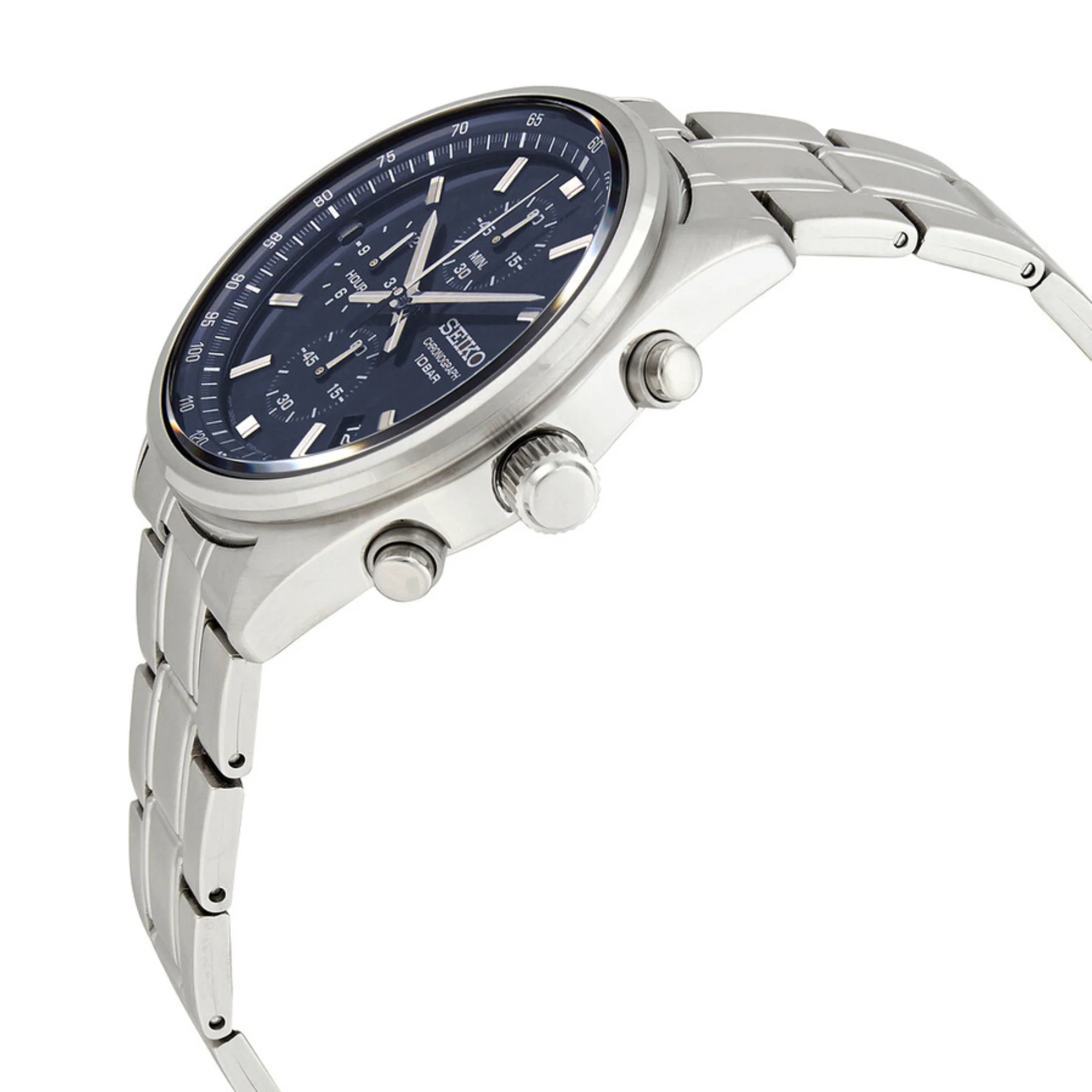 Seiko Conceptual Quartz Chronograph Blue Dial Steel Strap Men’s Watch SSB377P1 - Image 6