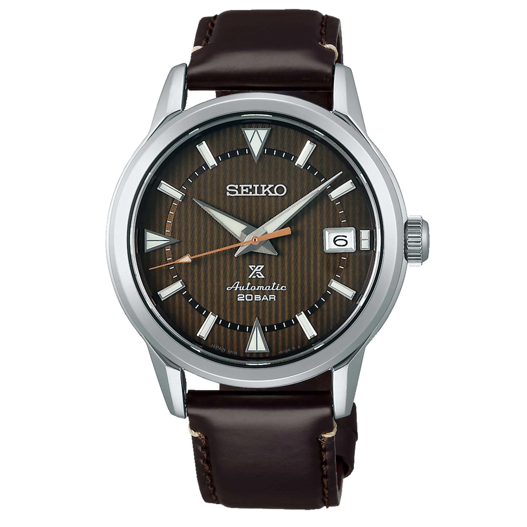 Seiko Prospex Forest Brown Alpinist Automatic Brown Dial Brown Leather Strap Men's Watch SPB251J1 - Image 6