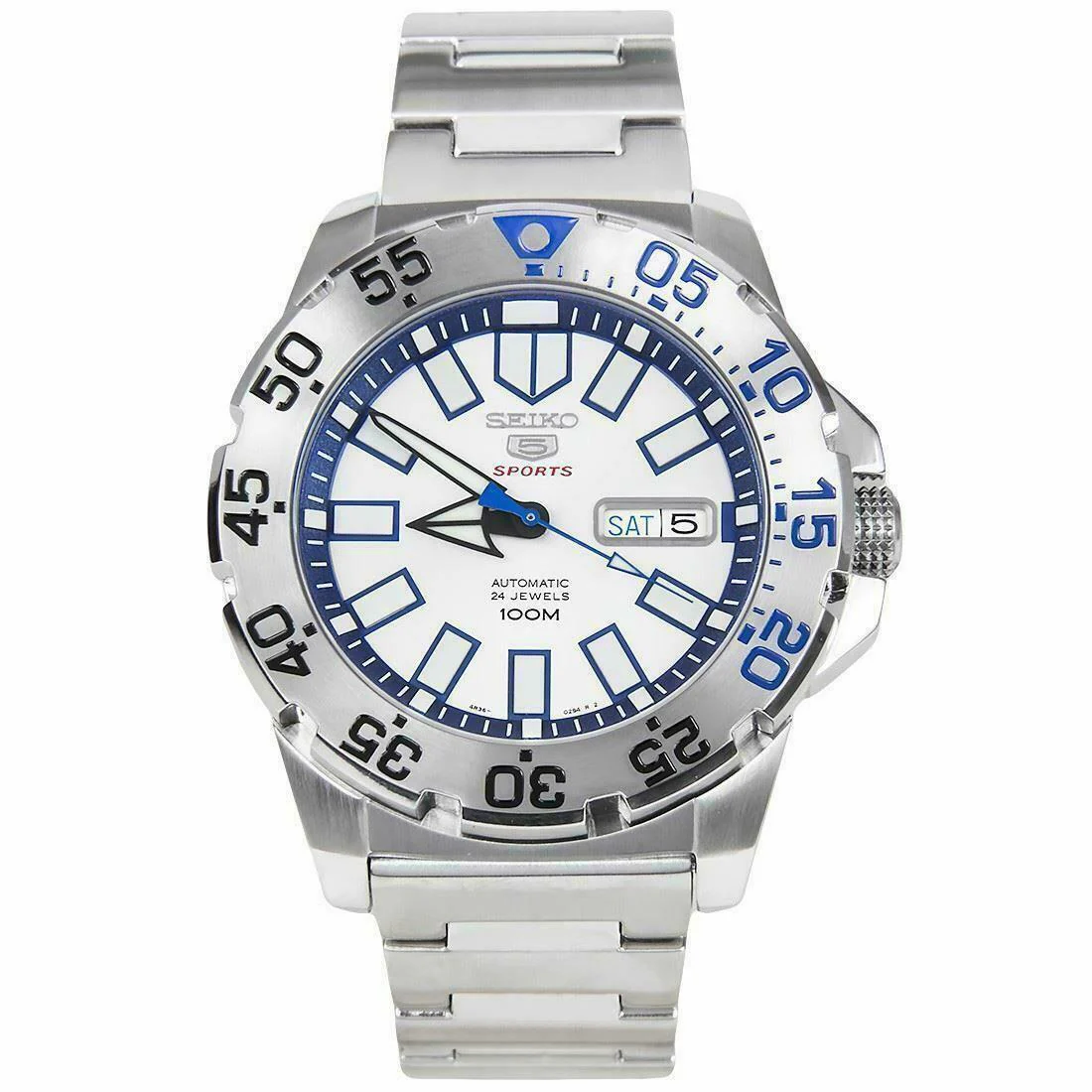Seiko 5 Sports 'Monster' White Dial Stainless Steel Bracelet Men's Watch SRP481K1 - Image 37