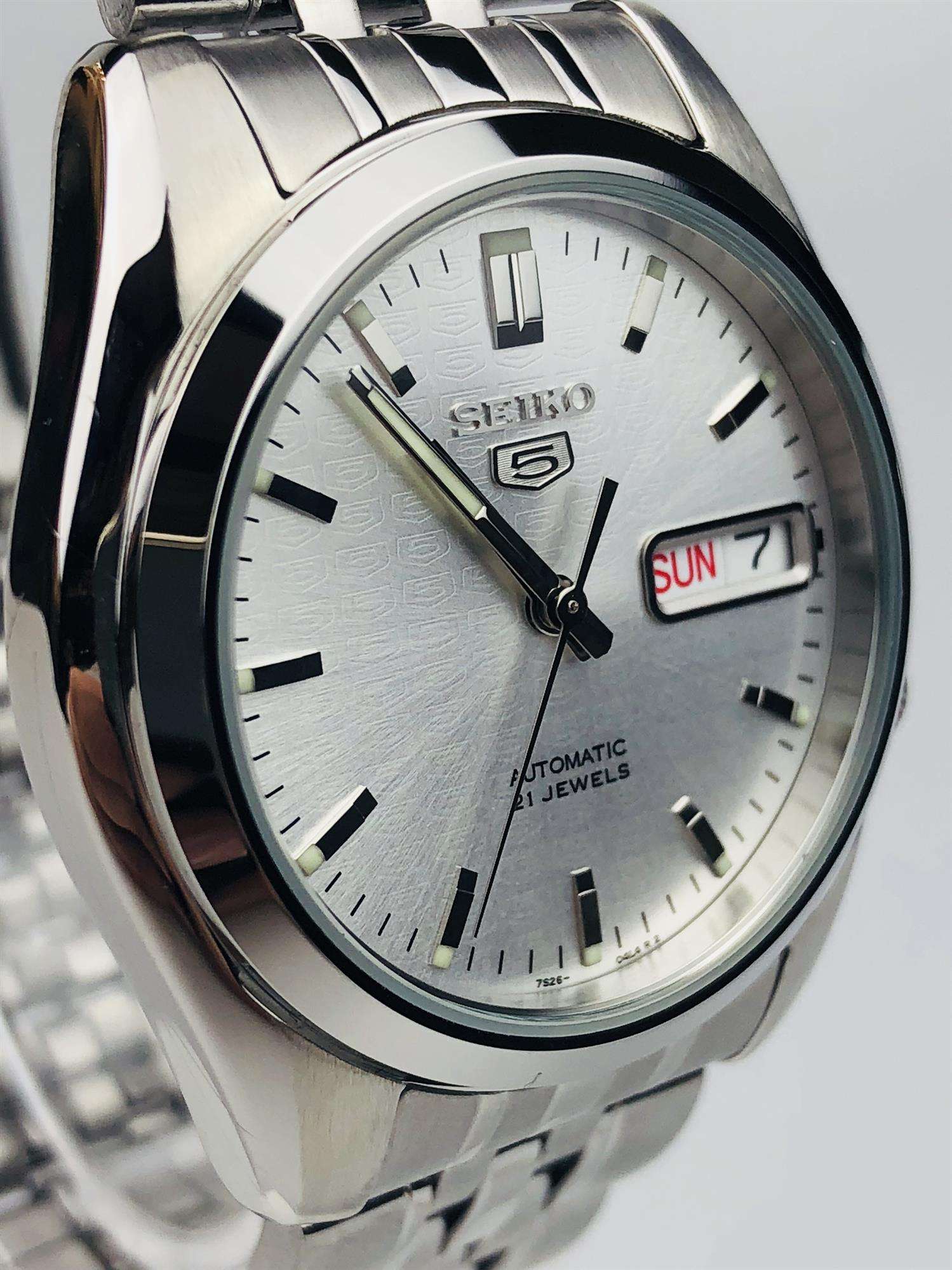 Seiko 5 Automatic Silver Dial Stainless Steel Men's Watch SNK355K1 - Image 3