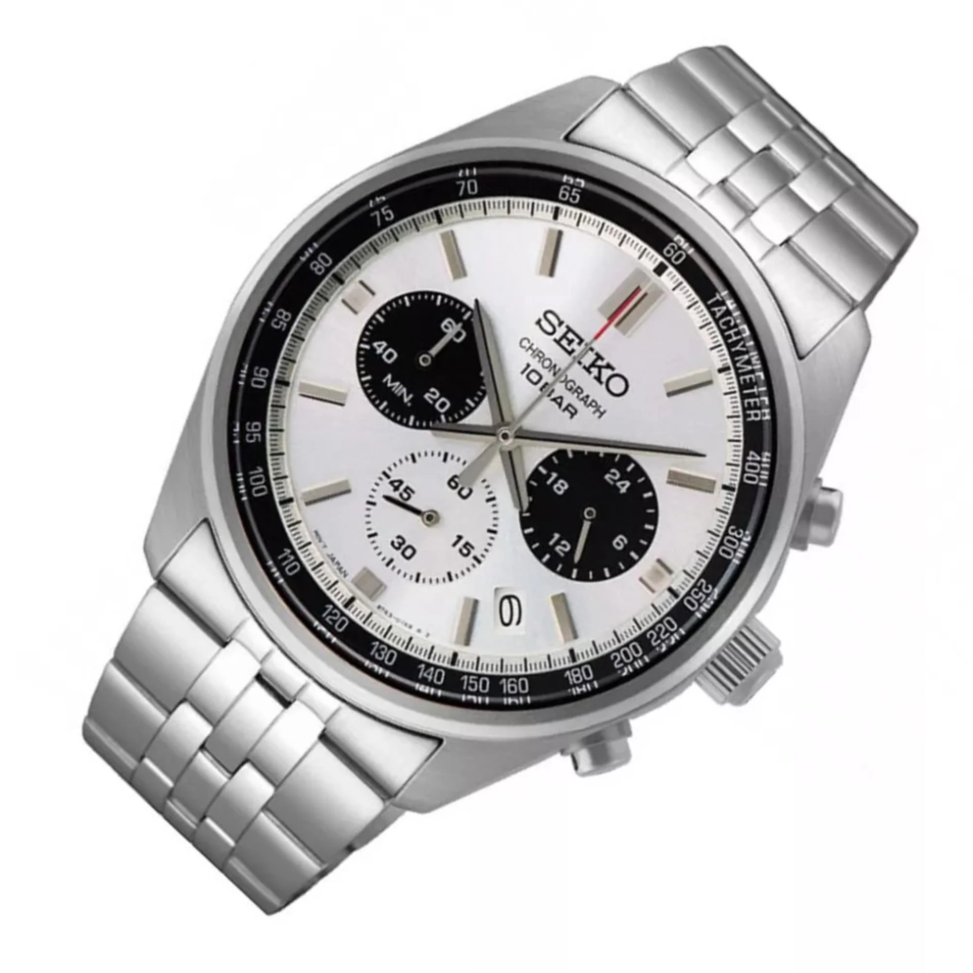 Seiko Conceptual Quartz Chronograph Panda Dial Steel Strap Men's Watch SSB425P1 - Image 10
