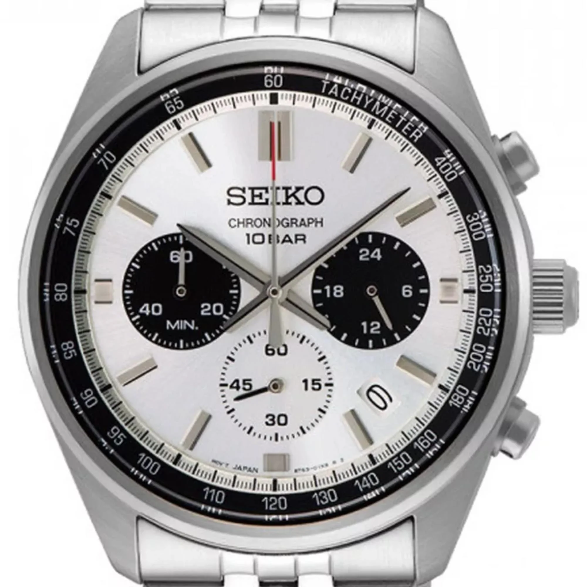 Seiko Conceptual Quartz Chronograph Panda Dial Steel Strap Men's Watch SSB425P1 - Image 3