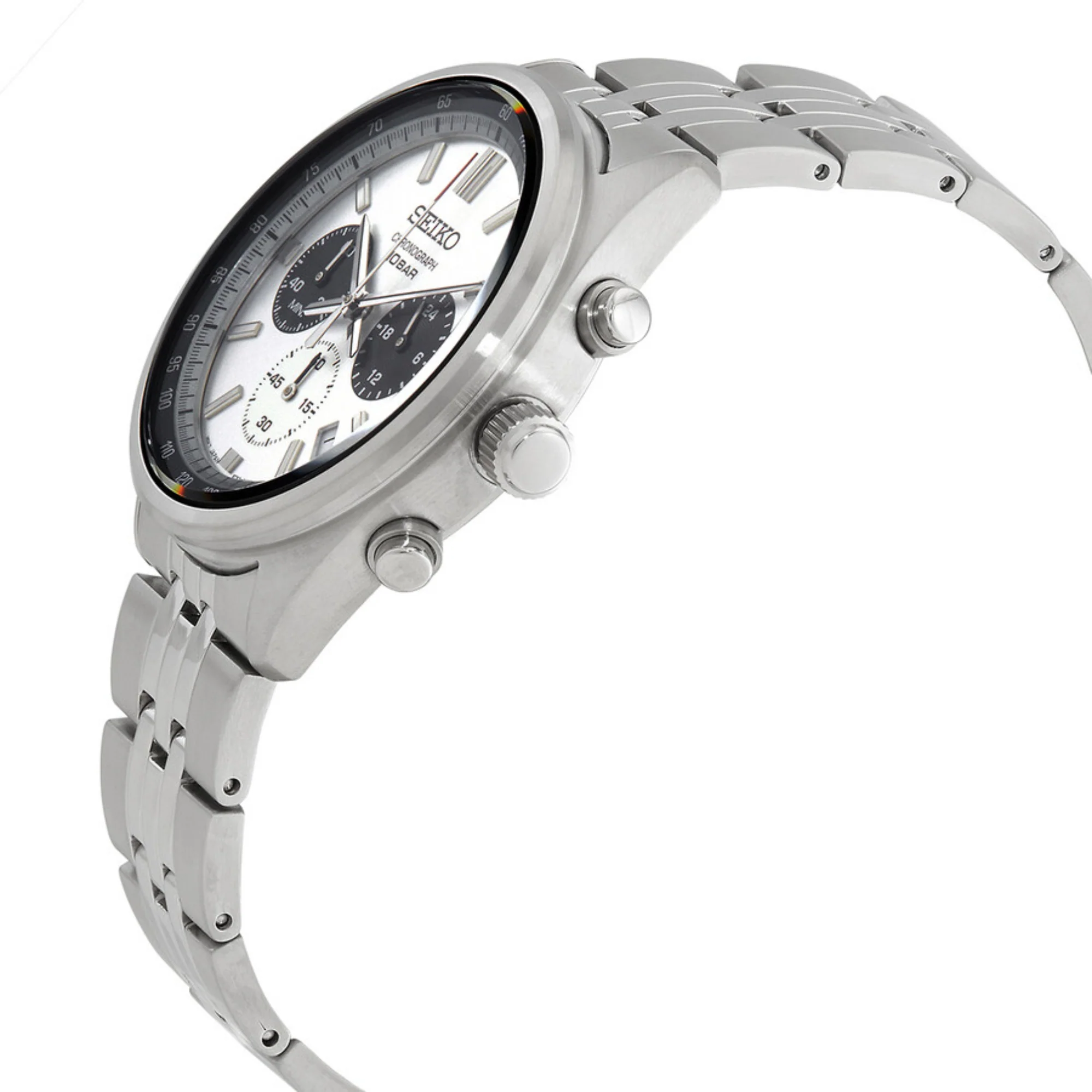 Seiko Conceptual Quartz Chronograph Panda Dial Steel Strap Men's Watch SSB425P1 - Image 4